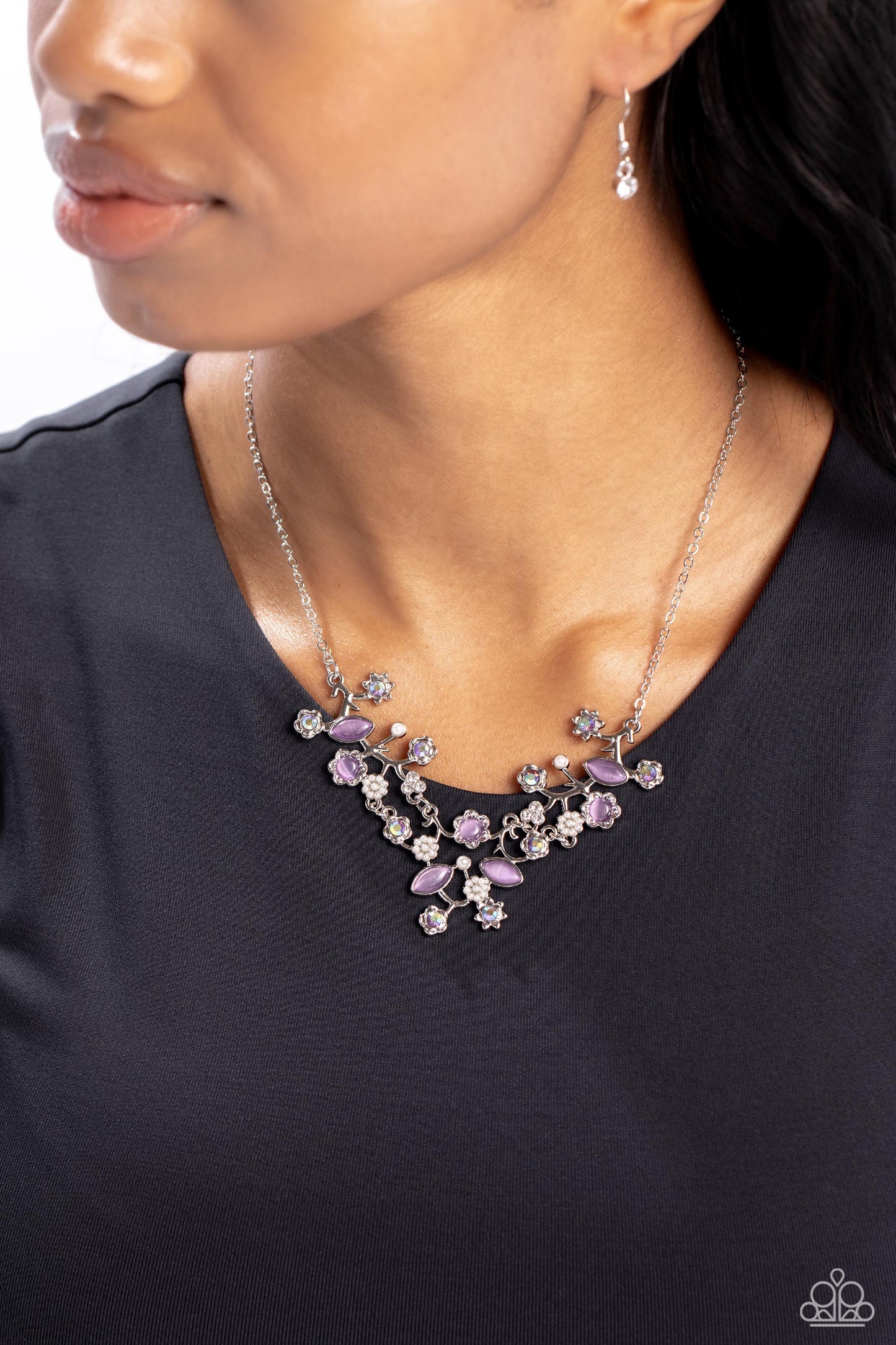 Paparazzi Accessories-Gardening Group Purple Cat's Eye Stone Necklace Set