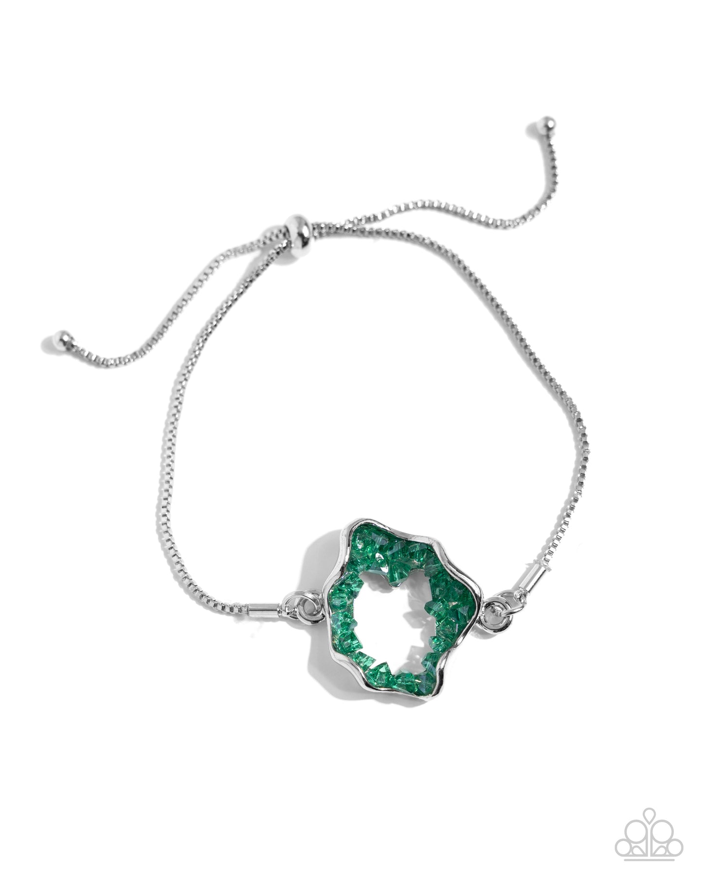 Paparazzi Accessories-Geode Greeting Green Crystal Abstract Bracelet
