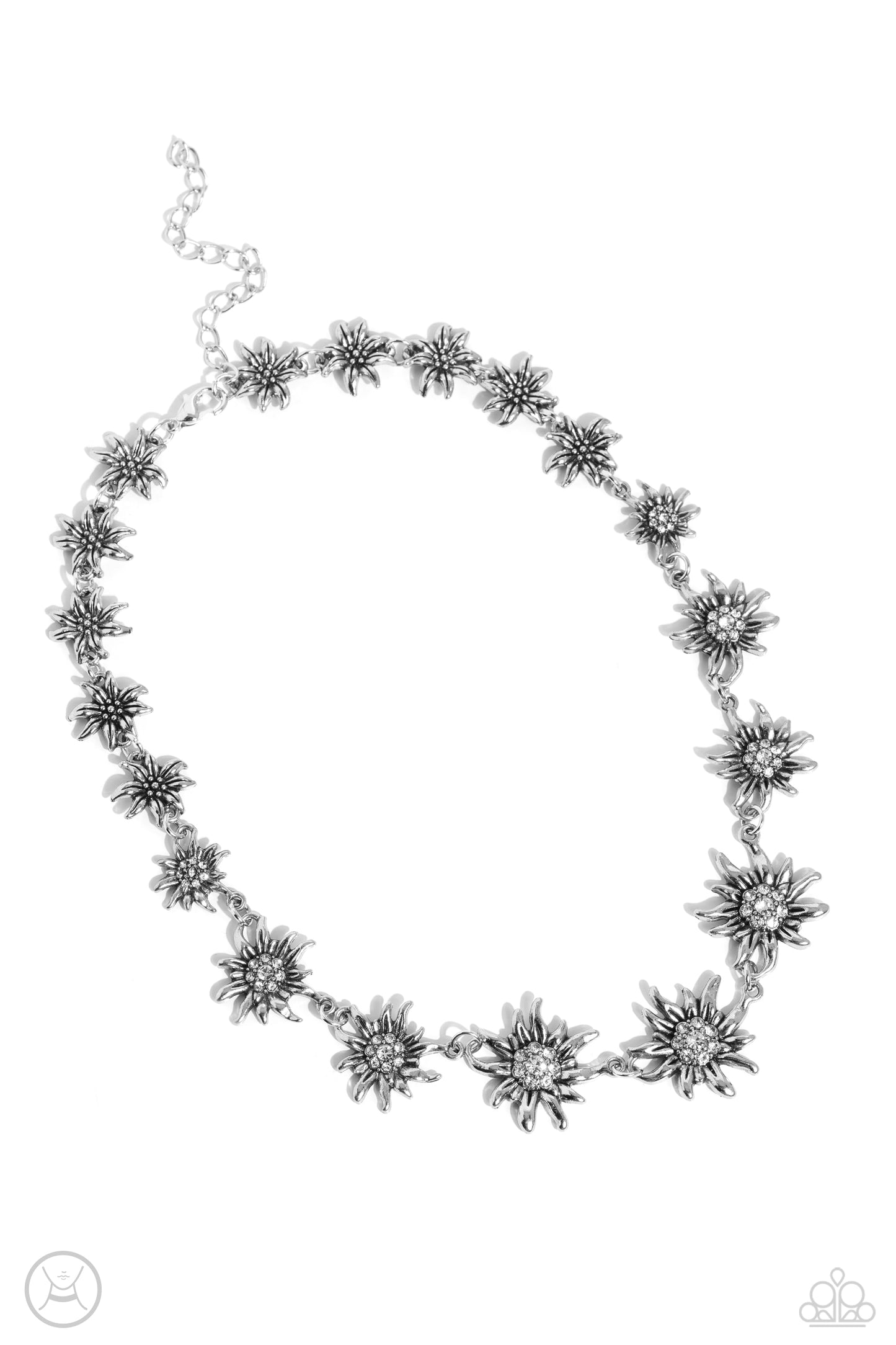 Paparazzi Accessories-Get Up and GROW White Rhinestone Necklace Set