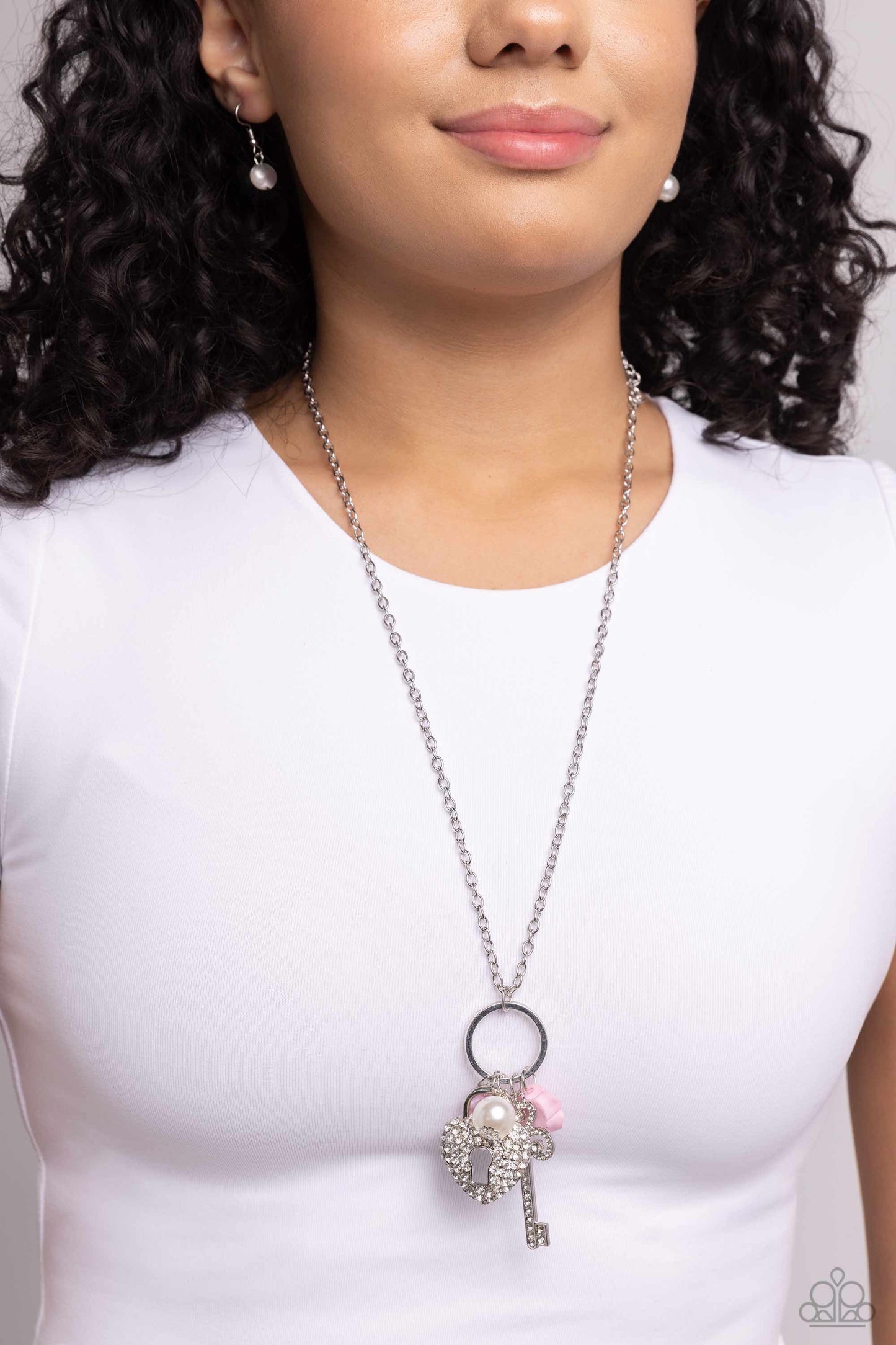 Paparazzi Accessories-Girly Gathering Pink Baroque Pearl Necklace Set