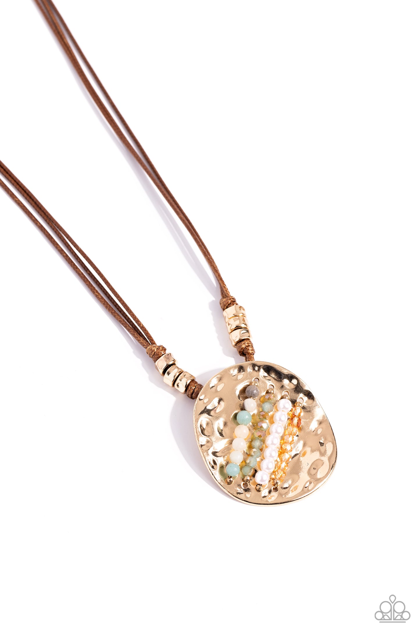 Paparazzi Accessories-Handcrafted Hallmark Gold Concaved Pendant Set