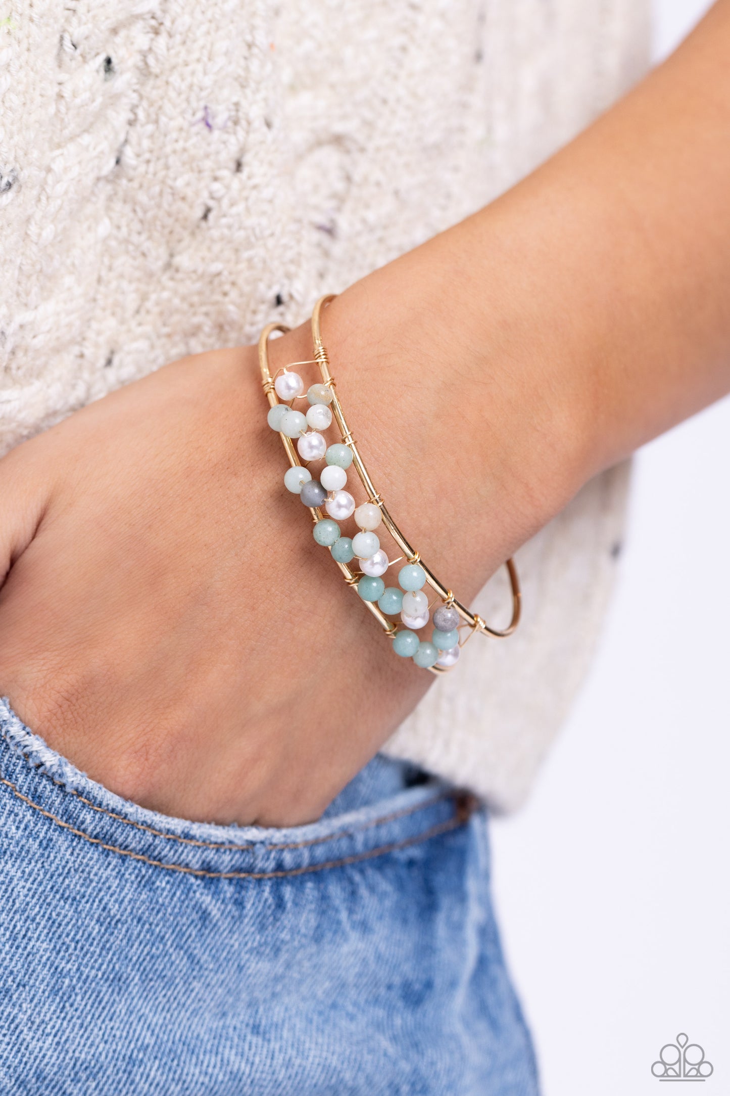 Paparazzi Accessories-High-WIRE Hallmark Gold Earthy Bead Bracelet
