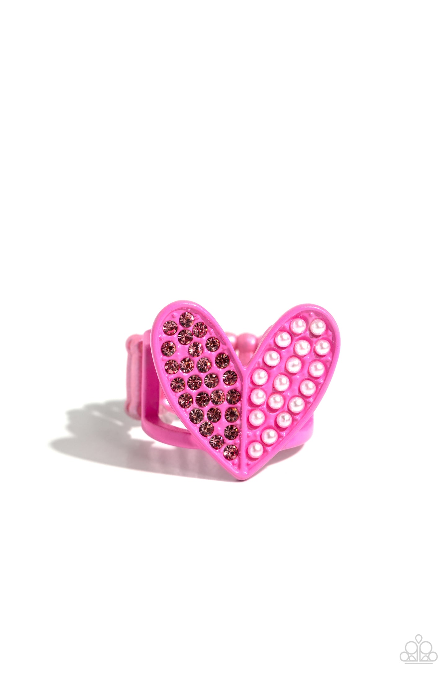Paparazzi Accessories-Hometown Heart Pink Dainty Pearls Heart Ring