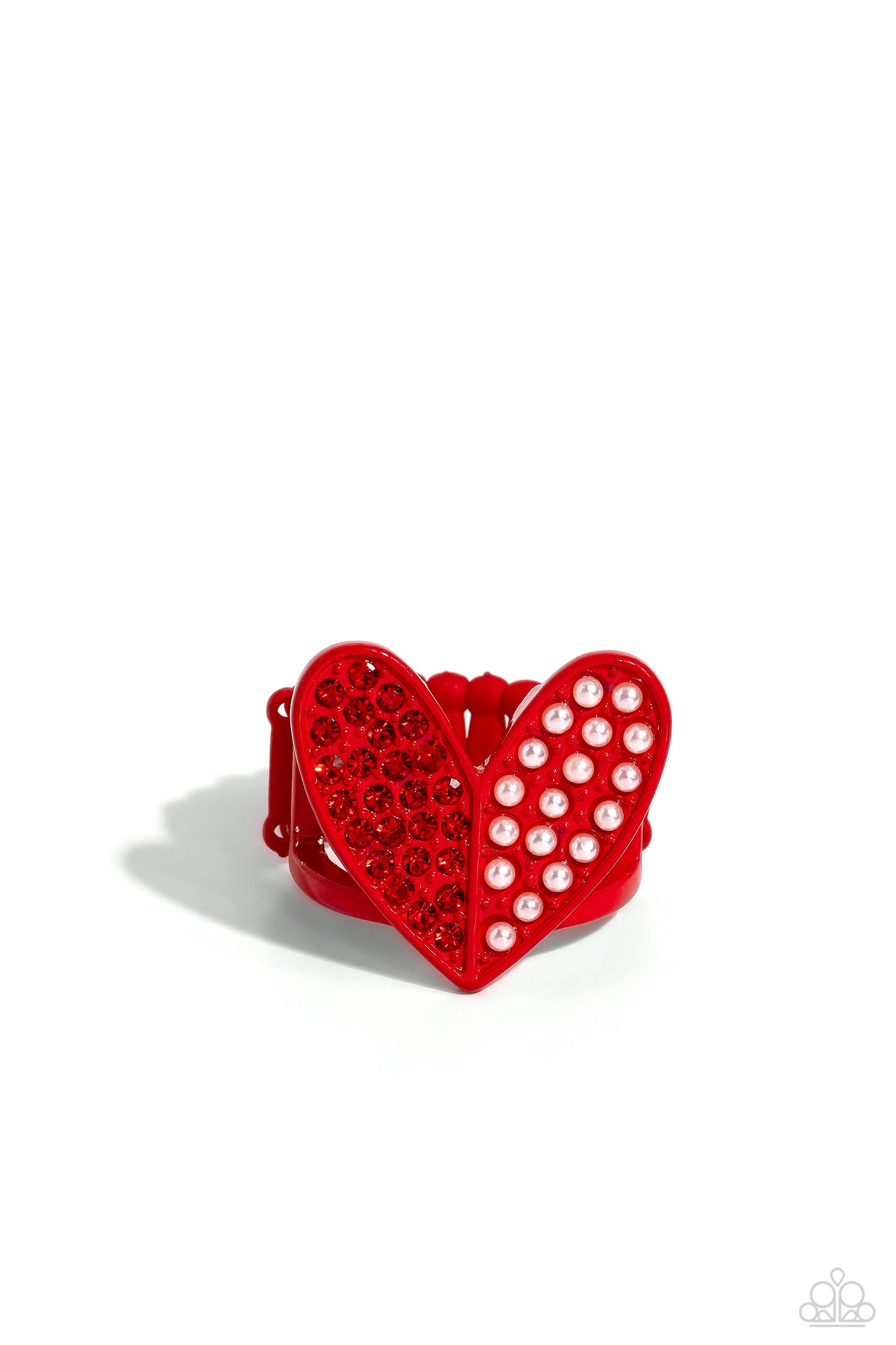 Paparazzi Accessories-Hometown Heart Red Dainty Rhinestone Ring