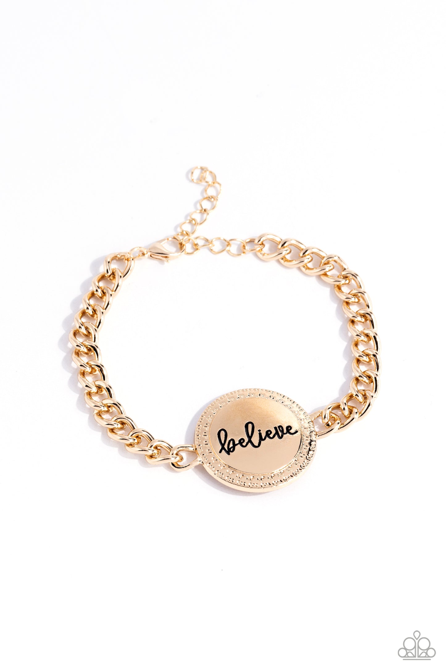 Paparazzi Accessories-Hope And Faith Gold "Believe" Bracelet