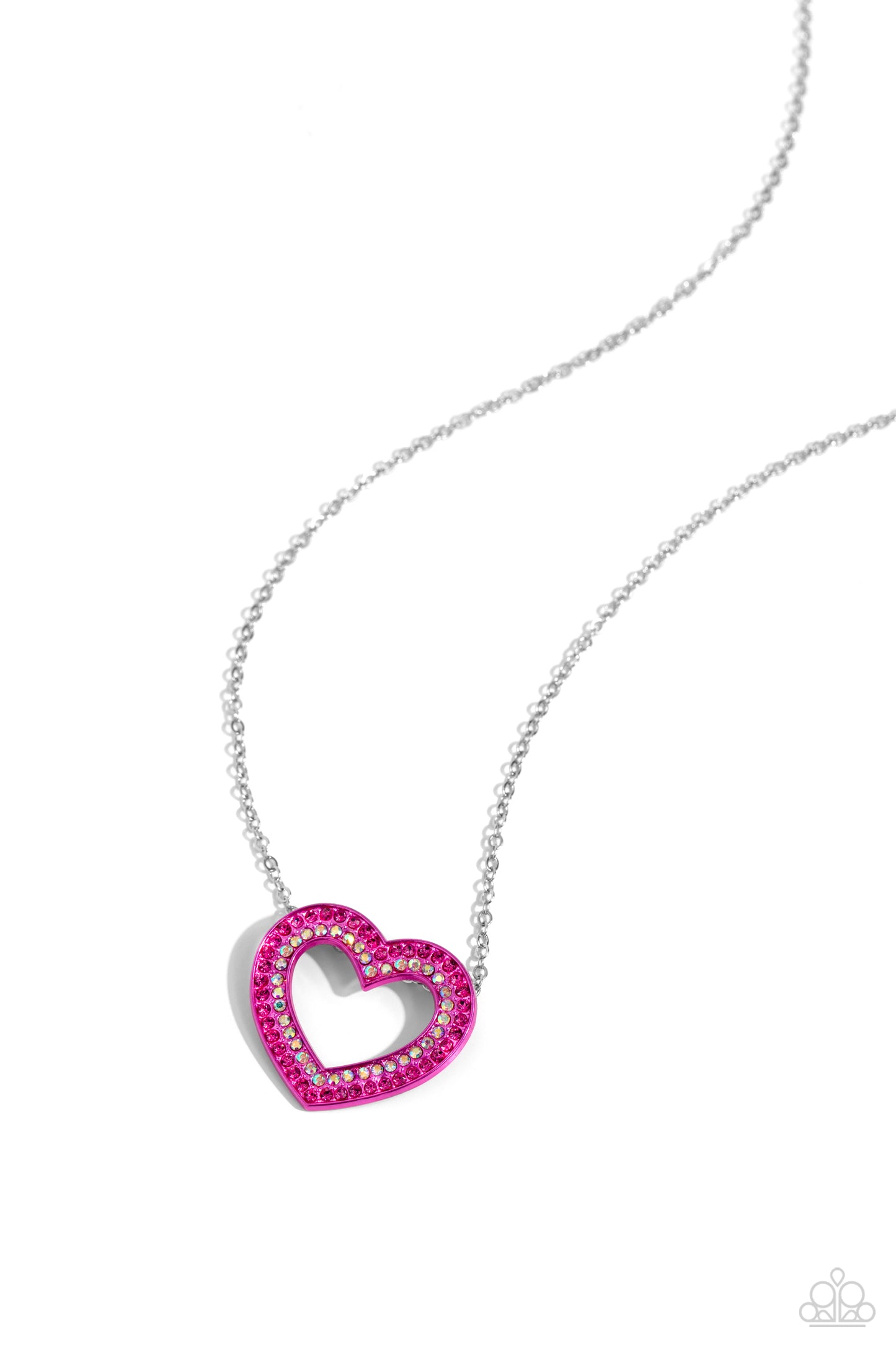 Paparazzi Accessories-Hyper Heartland Pink Peacock Heart Necklace Set