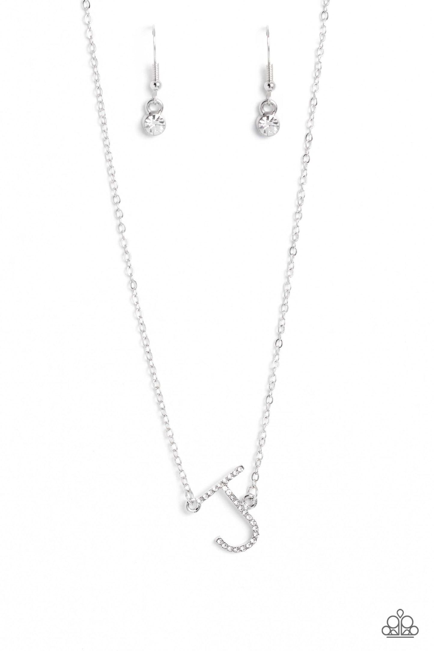 Paparazzi Accessories-INITIALLY Yours Letter J Silver Necklace Set
