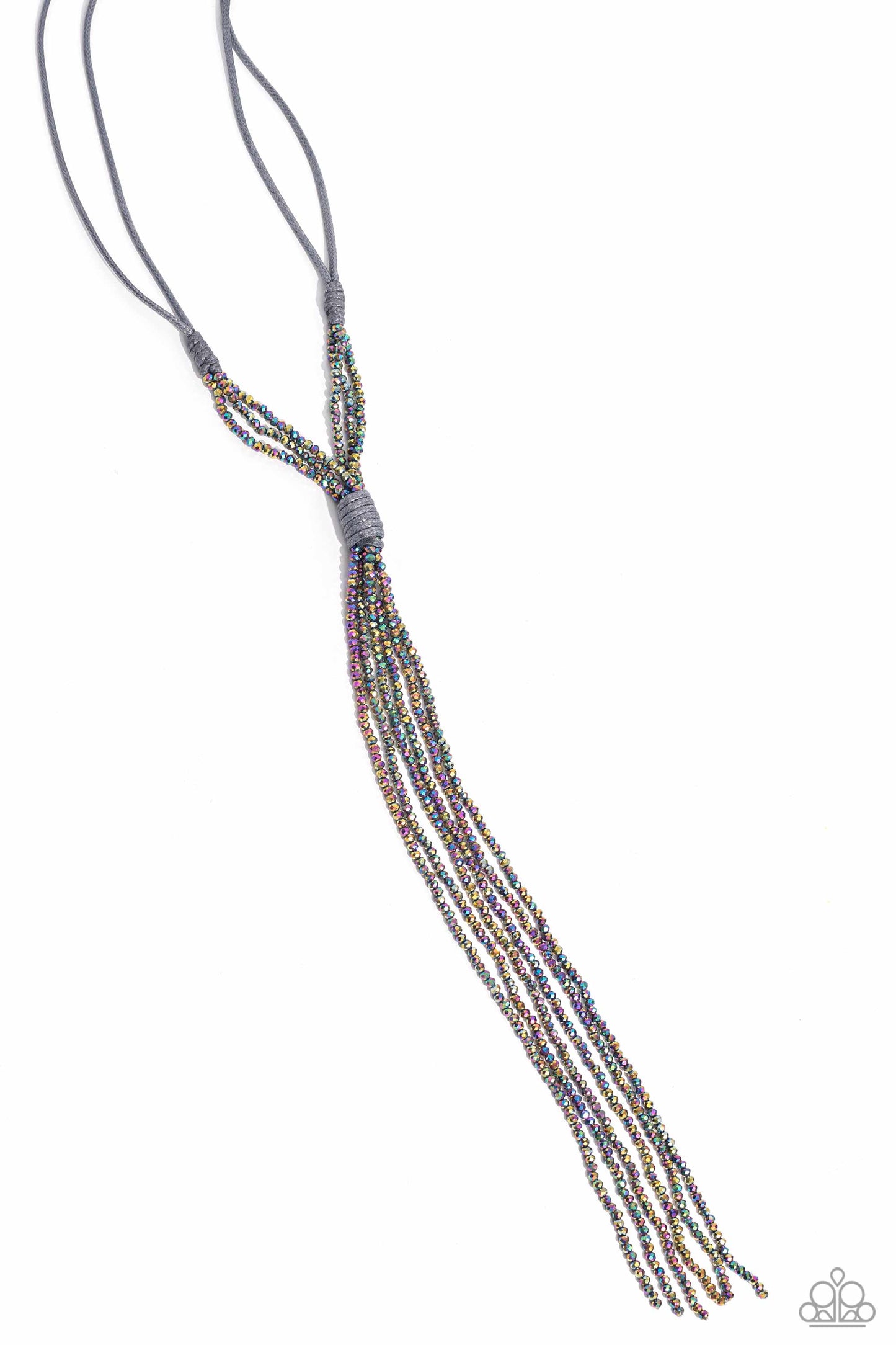 Paparazzi Accessories-Knotted Karma Cascading Oil Spill Bead Necklace Set