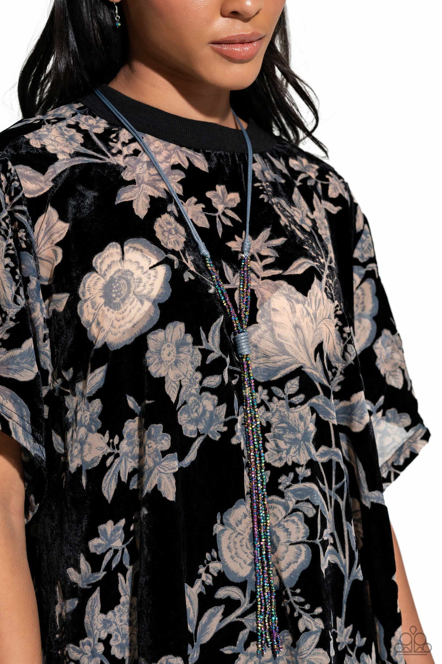 Paparazzi Accessories-Knotted Karma Cascading Oil Spill Bead Necklace Set