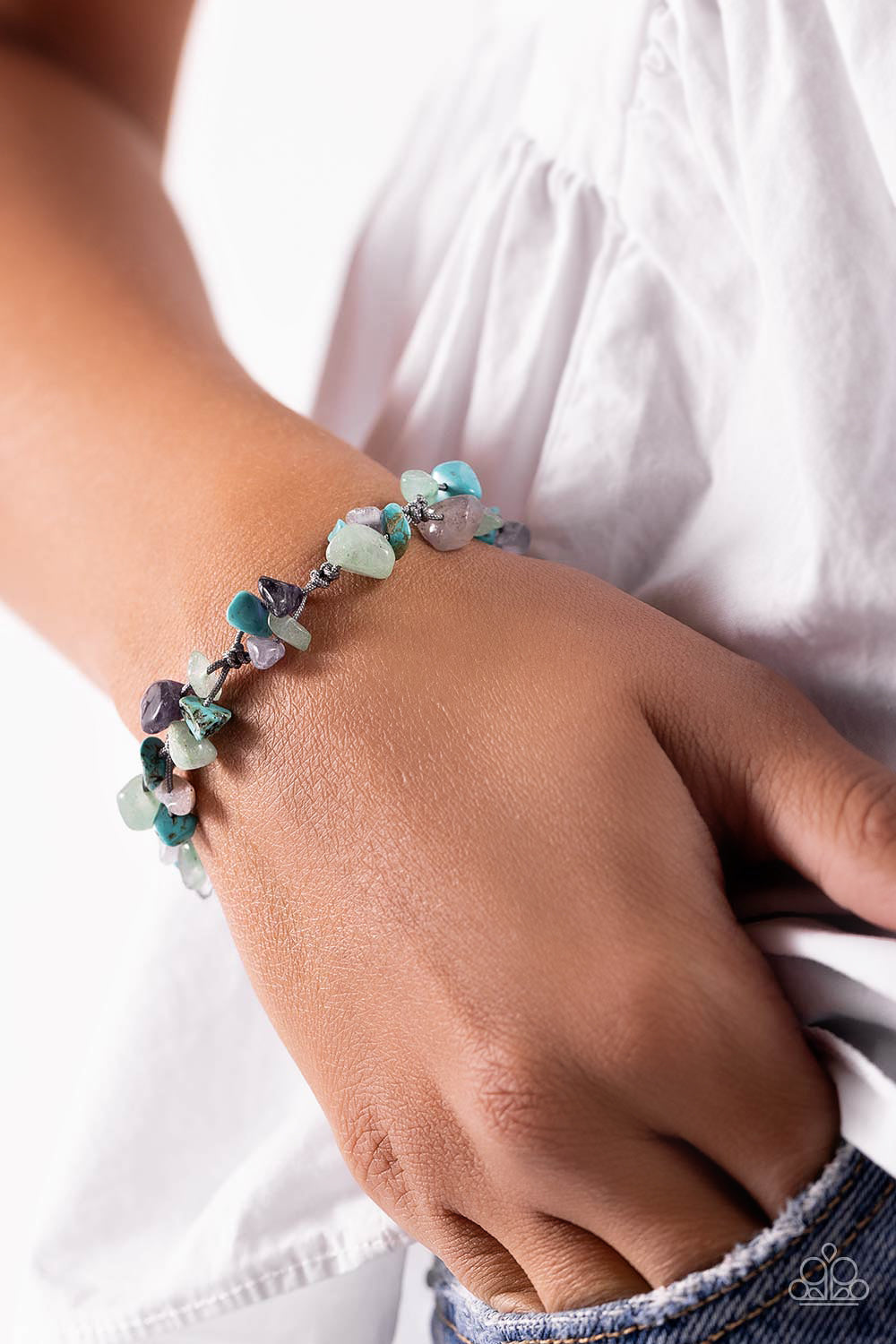 Paparazzi Accessories-Knotted Kingdom Green Chiseled Stone Bracelet