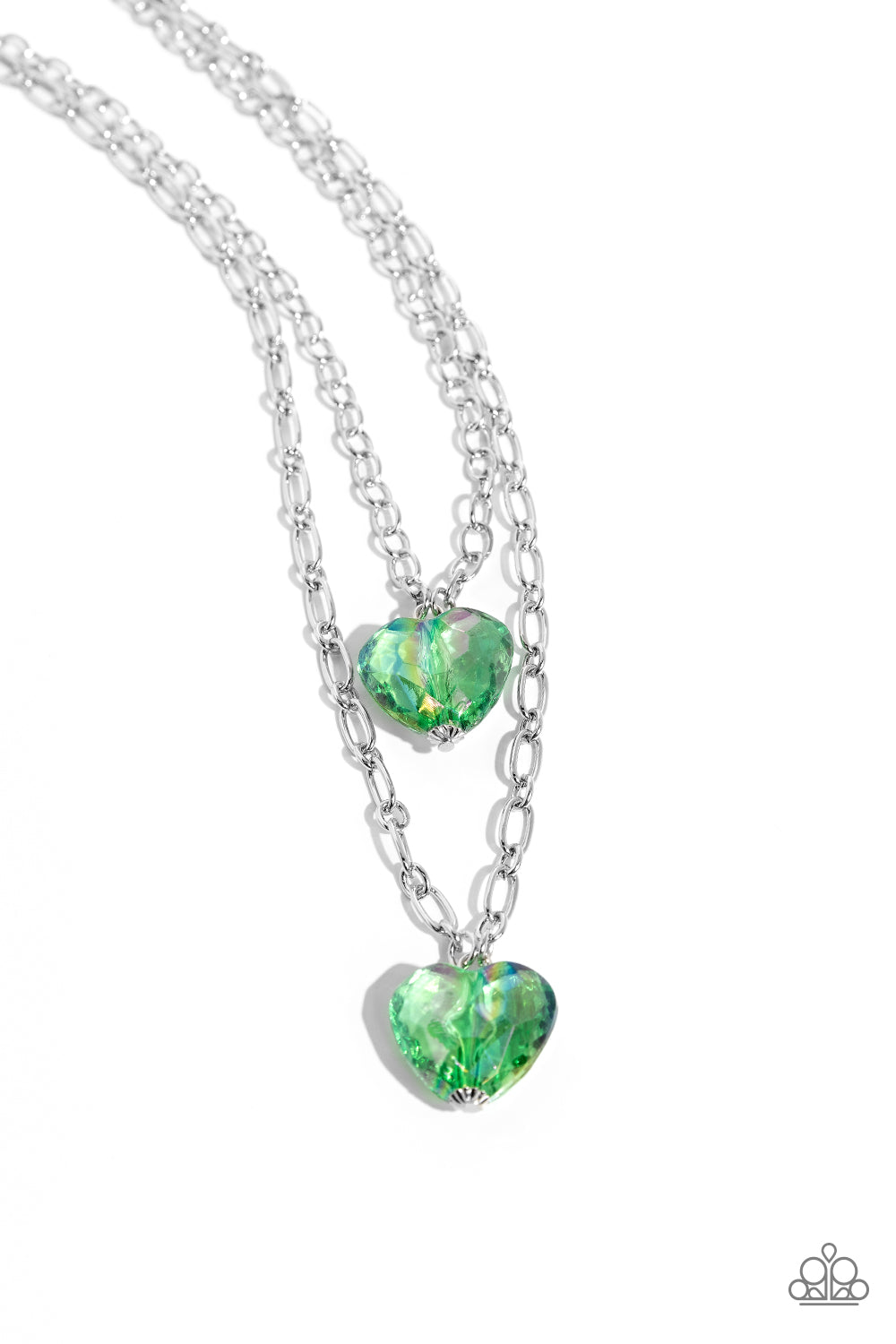 Paparazzi Accessories-Layered Love Green Double Heart Necklace Set
