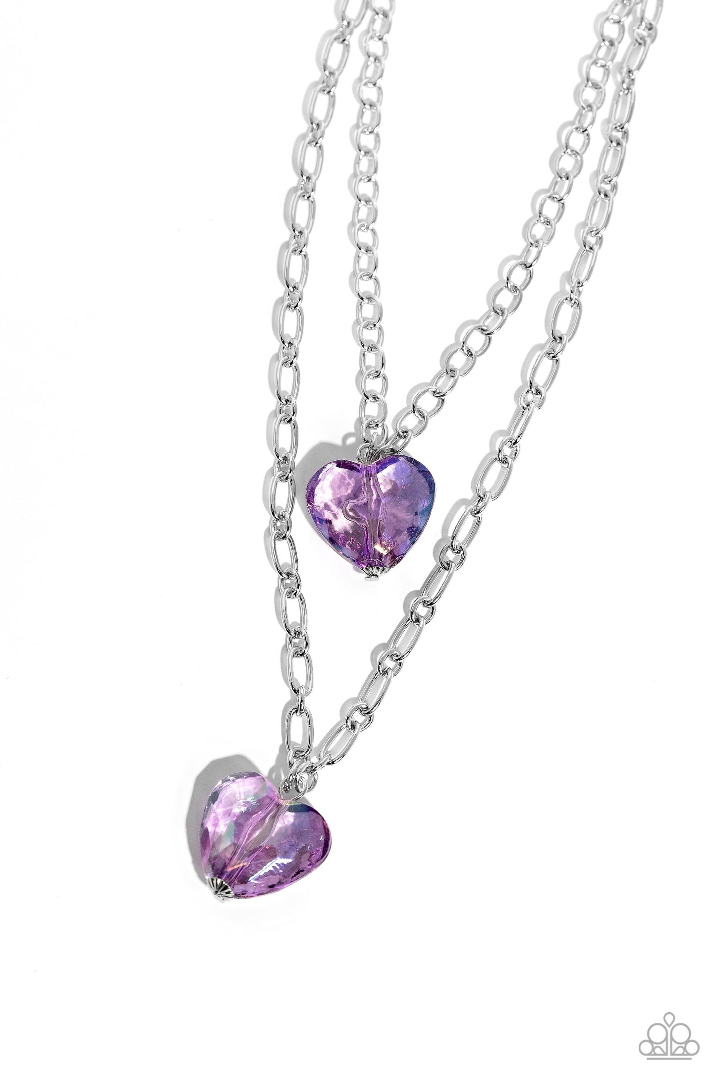 Paparazzi Accessories-Layered Love Purple Double Heart Necklace Set