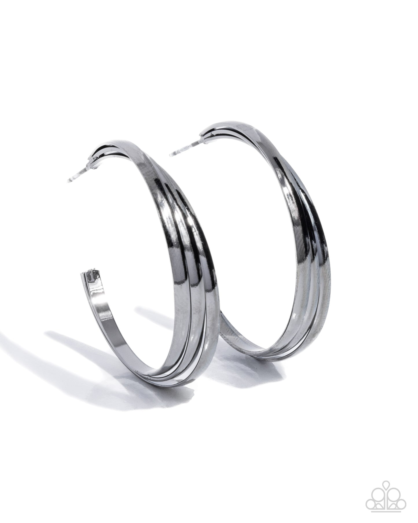 Paparazzi Accessories-Layover Leader Black Twisted Hoop Earrings