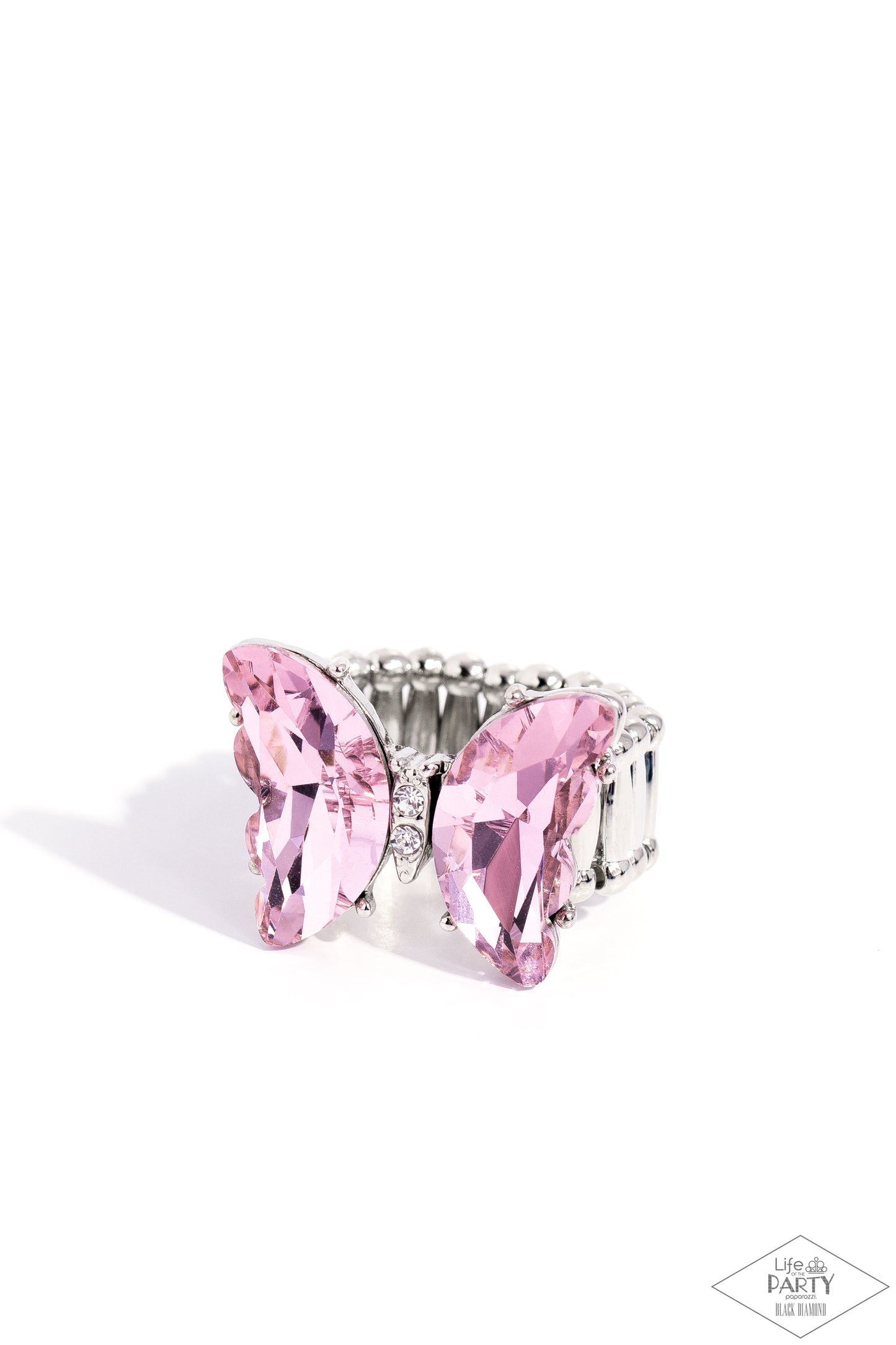 Paparazzi Accessories-Lazy Afternoon Pink Crystal LOTP Butterfly Ring
