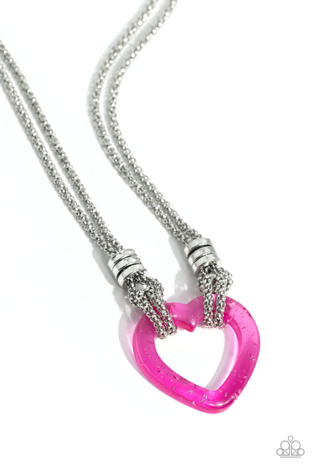 Paparazzi Accessories-Lead With Your Heart Pink Flecked Necklace Set