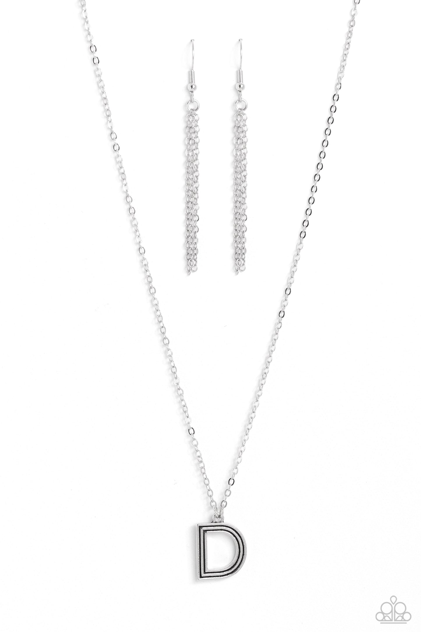 Paparazzi Accessories-Leave Your Initials Silver Letter D Necklace Set