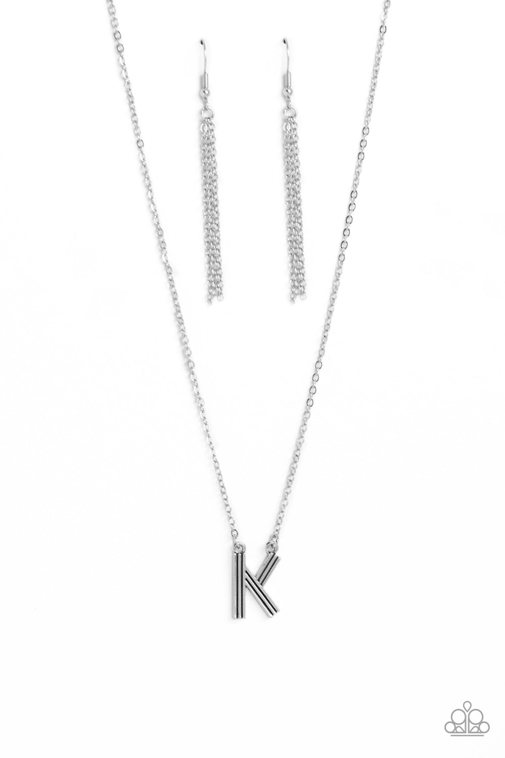 Paparazzi Accessories-Leave Your Initials Silver Letter K Necklace Set