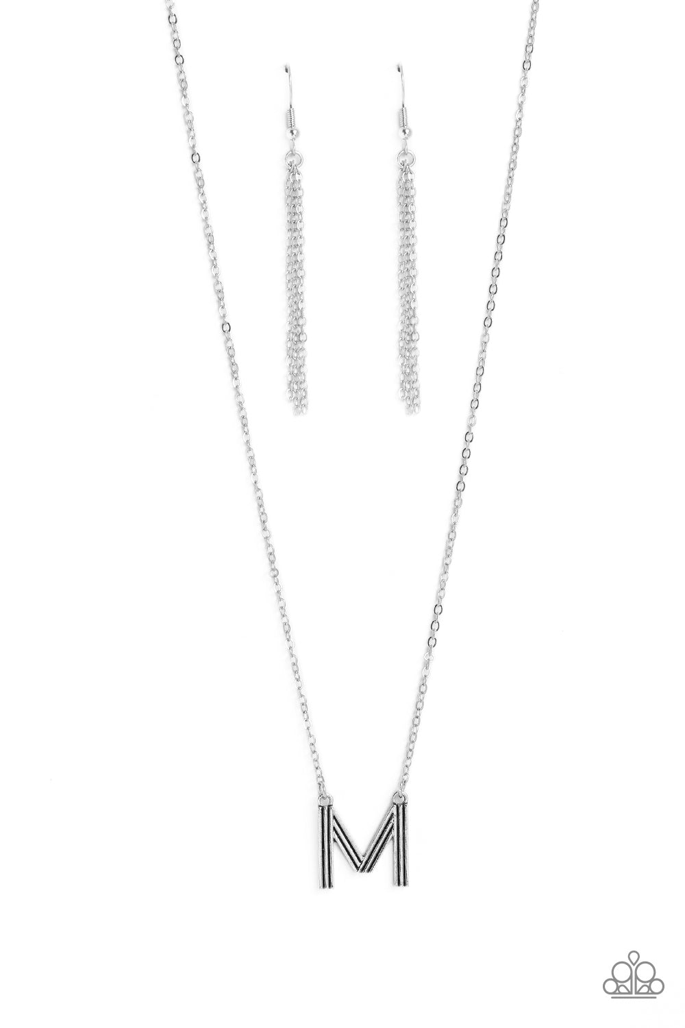 Paparazzi Accessories-Leave Your Initials Silver Letter M Necklace Set