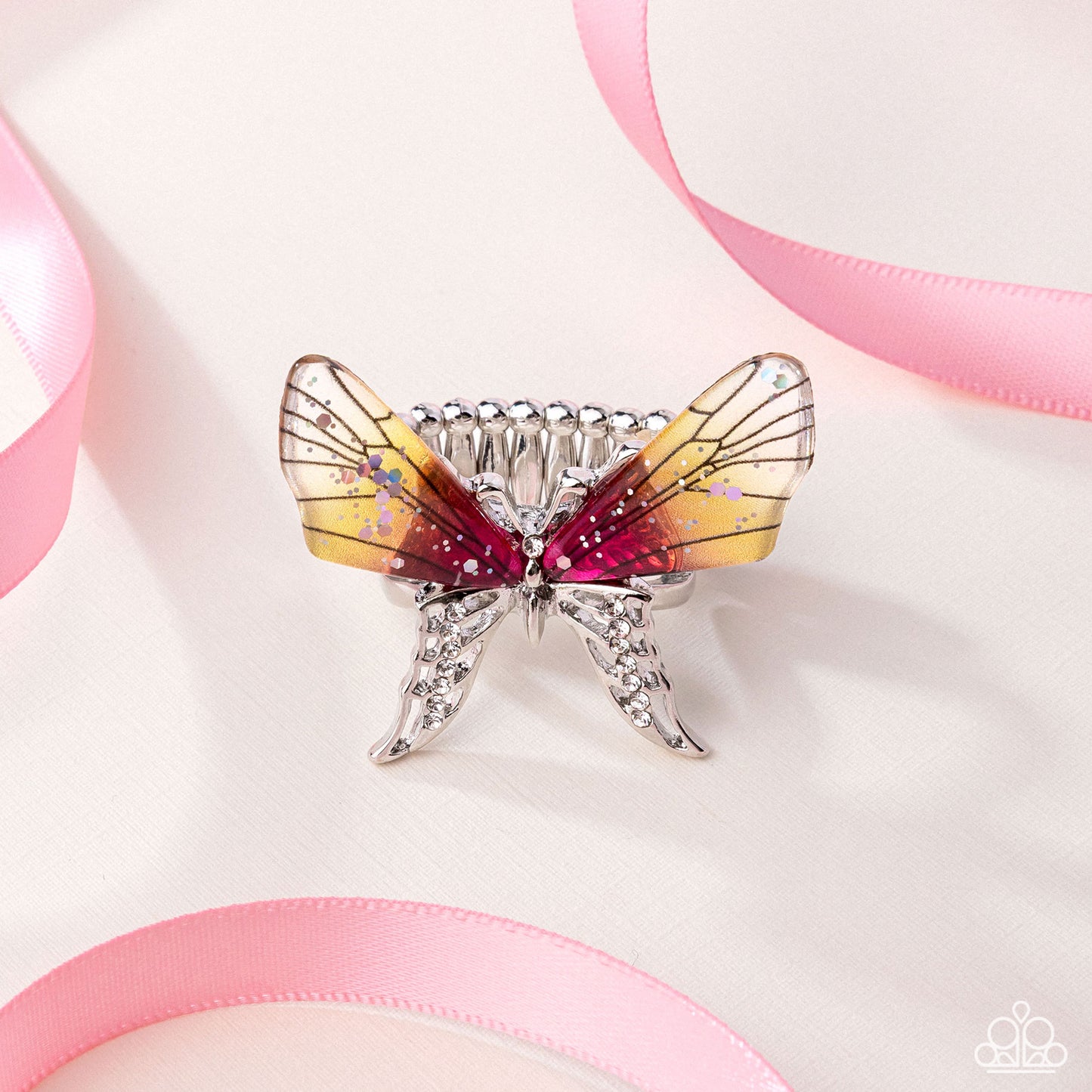 Paparazzi Accessories-Light Landing Yellow Monarch Butterfly Ring