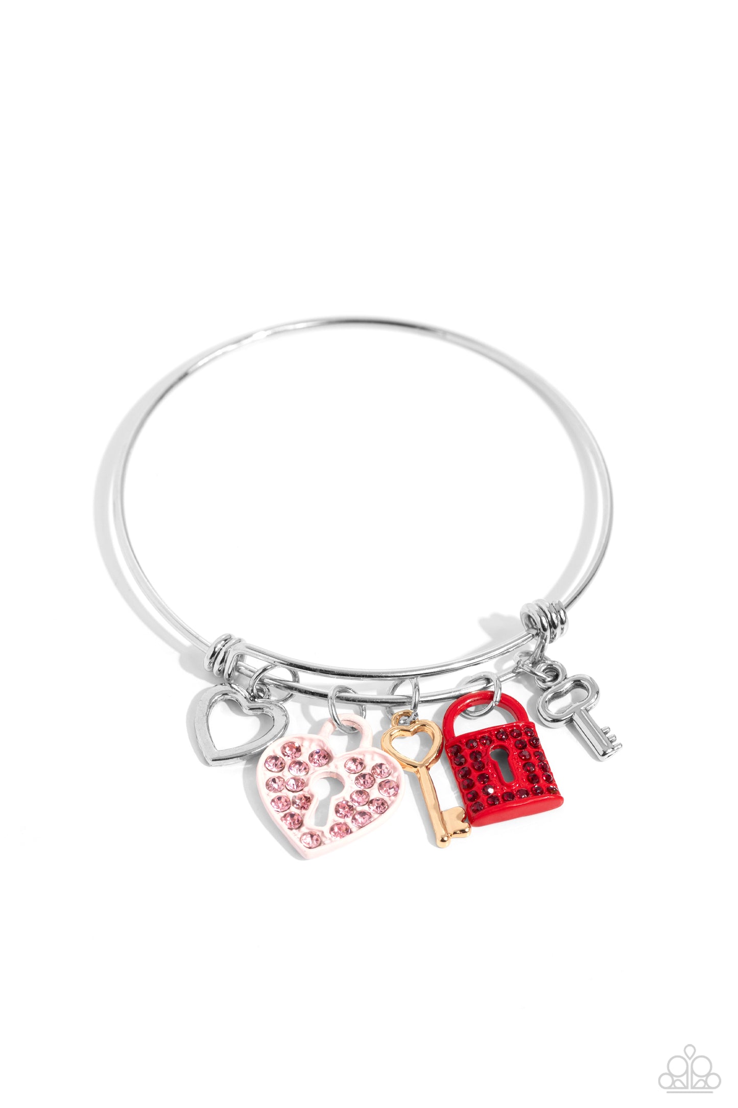 Paparazzi Accessories-Locked Legacy Multi Rhinestone Charm Bracelet