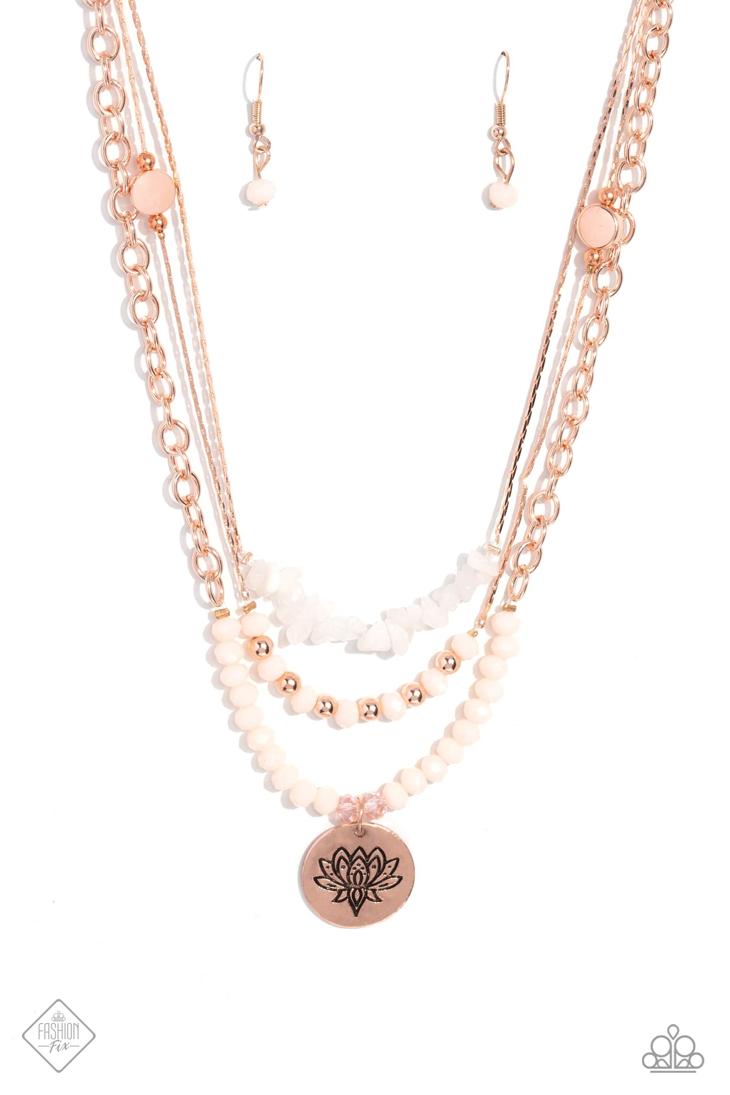 Paparazzi Accessories-Lotus Luxury Rose Gold June 2023 FF Necklace Set
