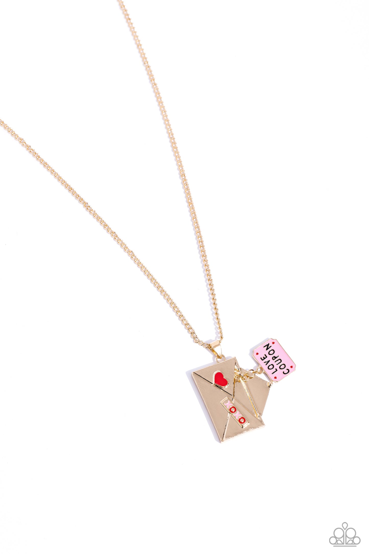 Paparazzi Accessories-Love Coupon Gold Valentine Pendant Set