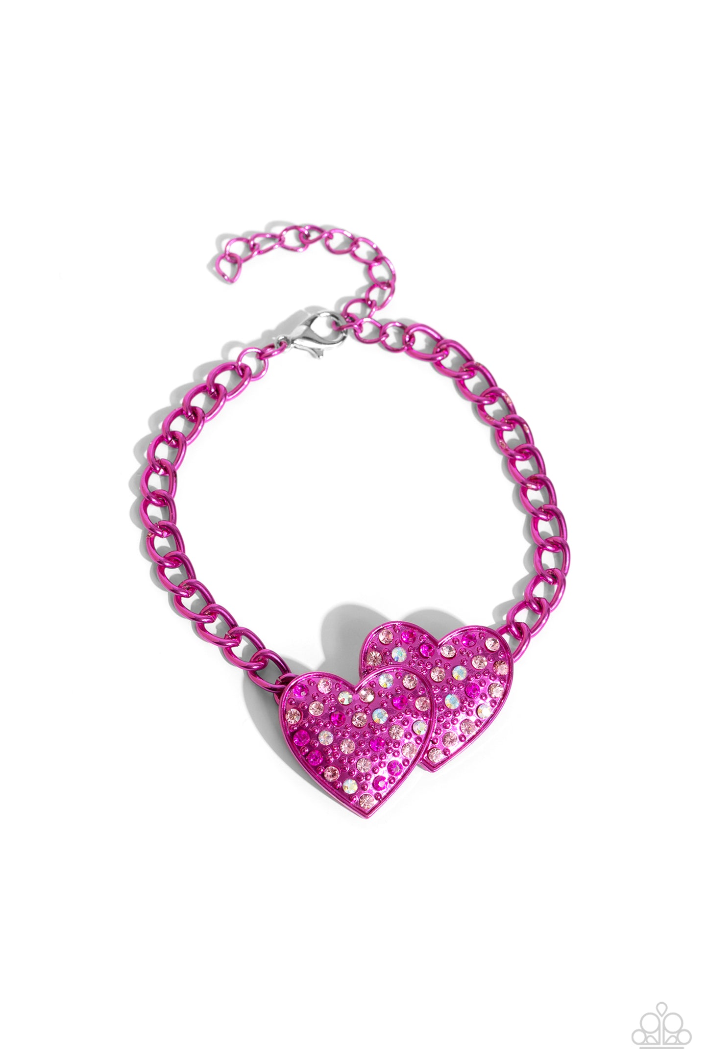 Paparazzi Accessories-Lovestruck Lineup Pink 2 Heart Bracelet