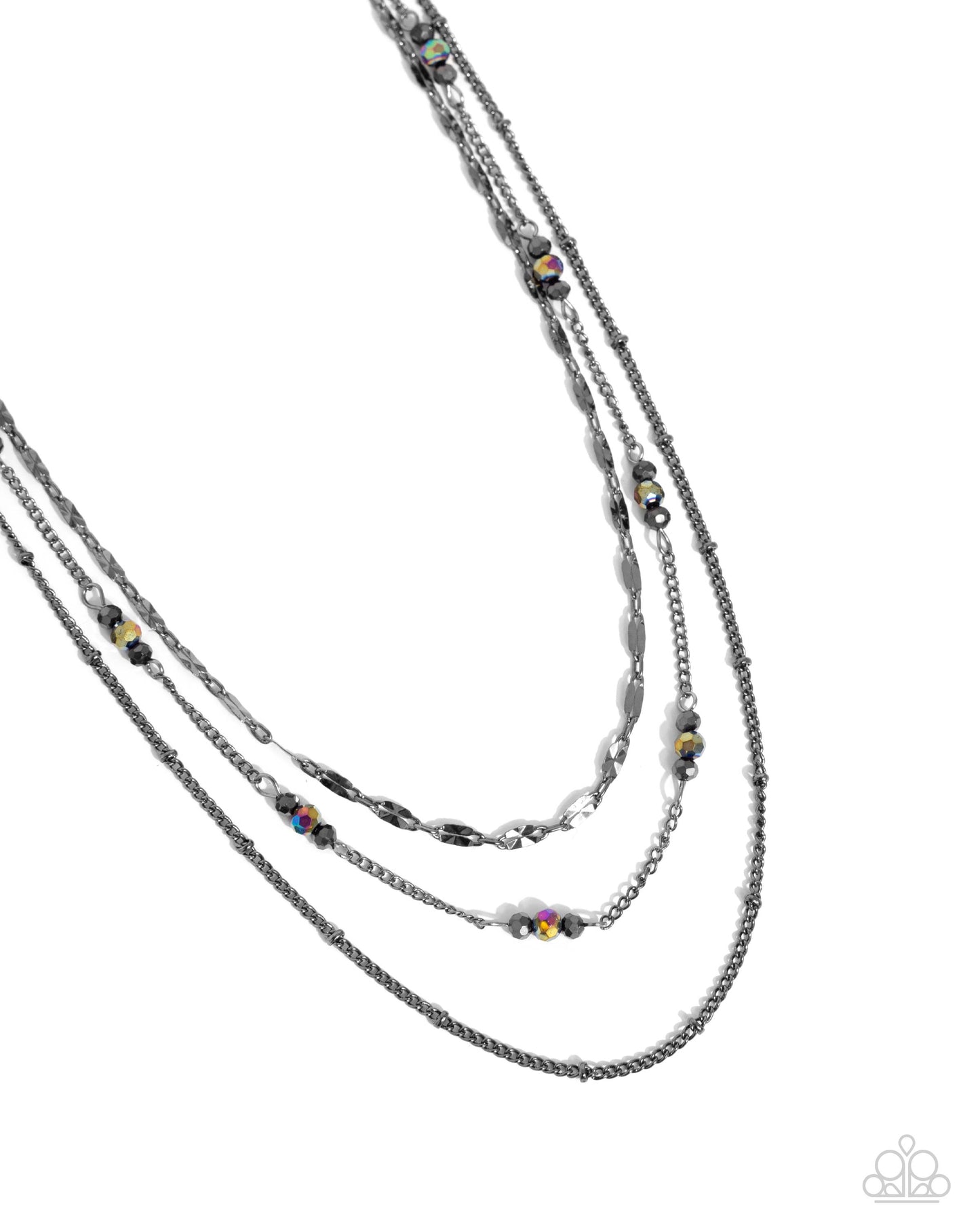 Paparazzi Accessories-Luxe Layers Black Dainty Oil Spill Necklace Set