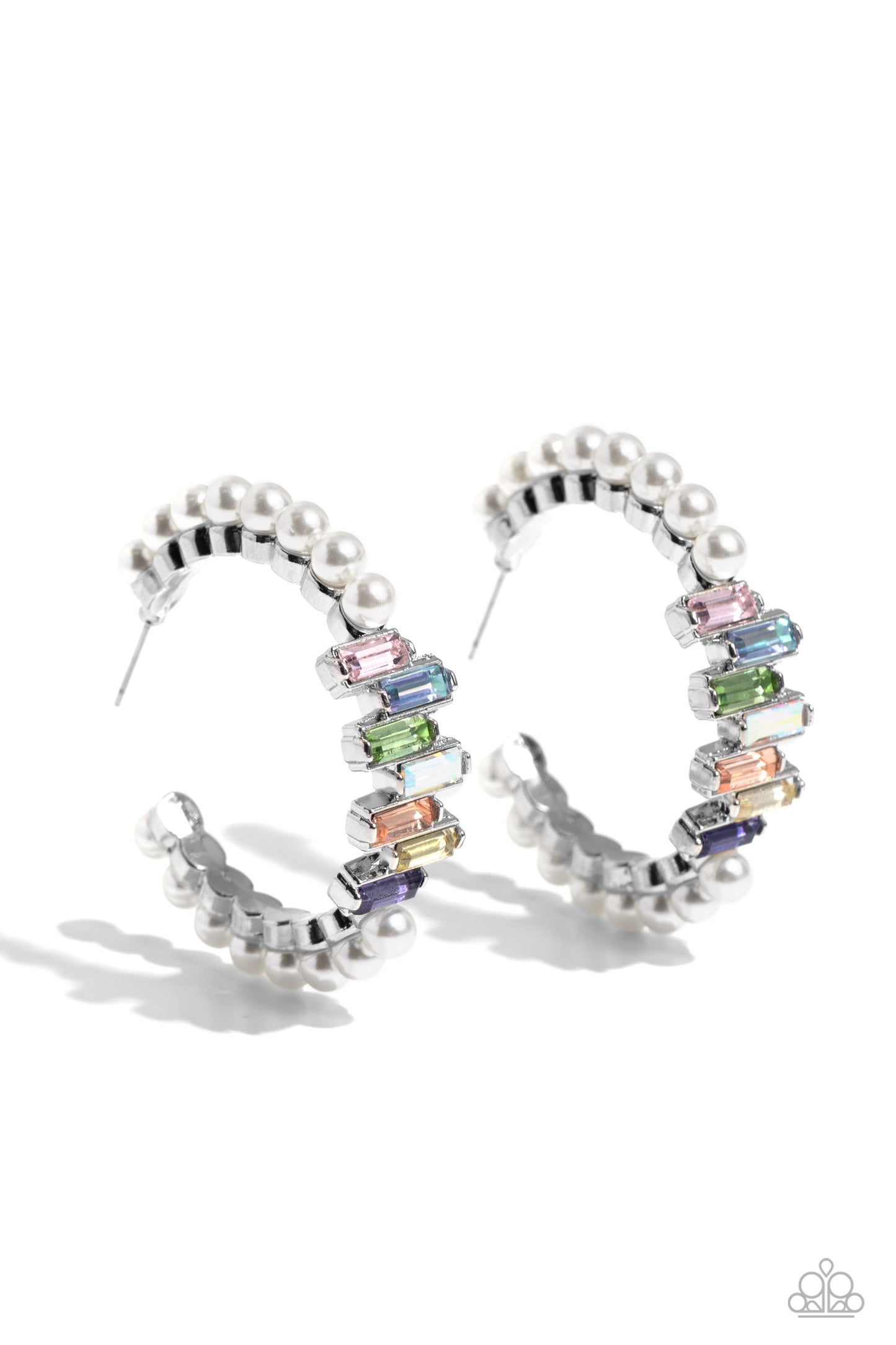 Paparazzi accessories-Modest Maven Multi Sparkly Gem Hoop Earrings