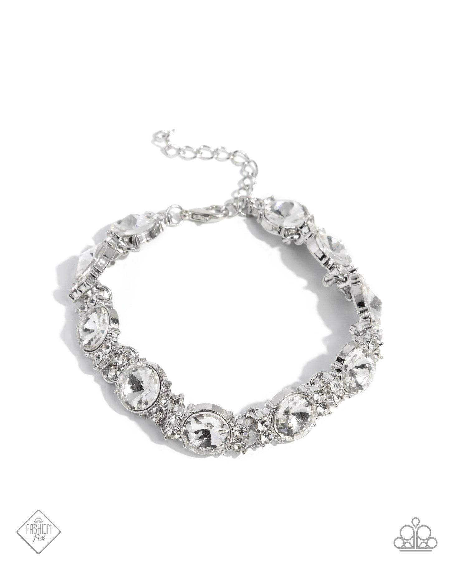 Paparazzi Accessories-Never-Ending Elite White Rhinestone FF Bracelet
