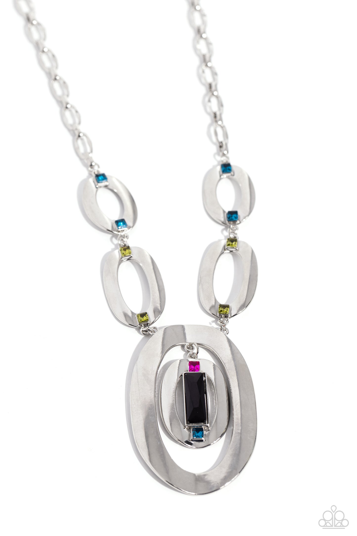 Paparazzi Accessories-OVAL The Top Black Square Cut Necklace Set
