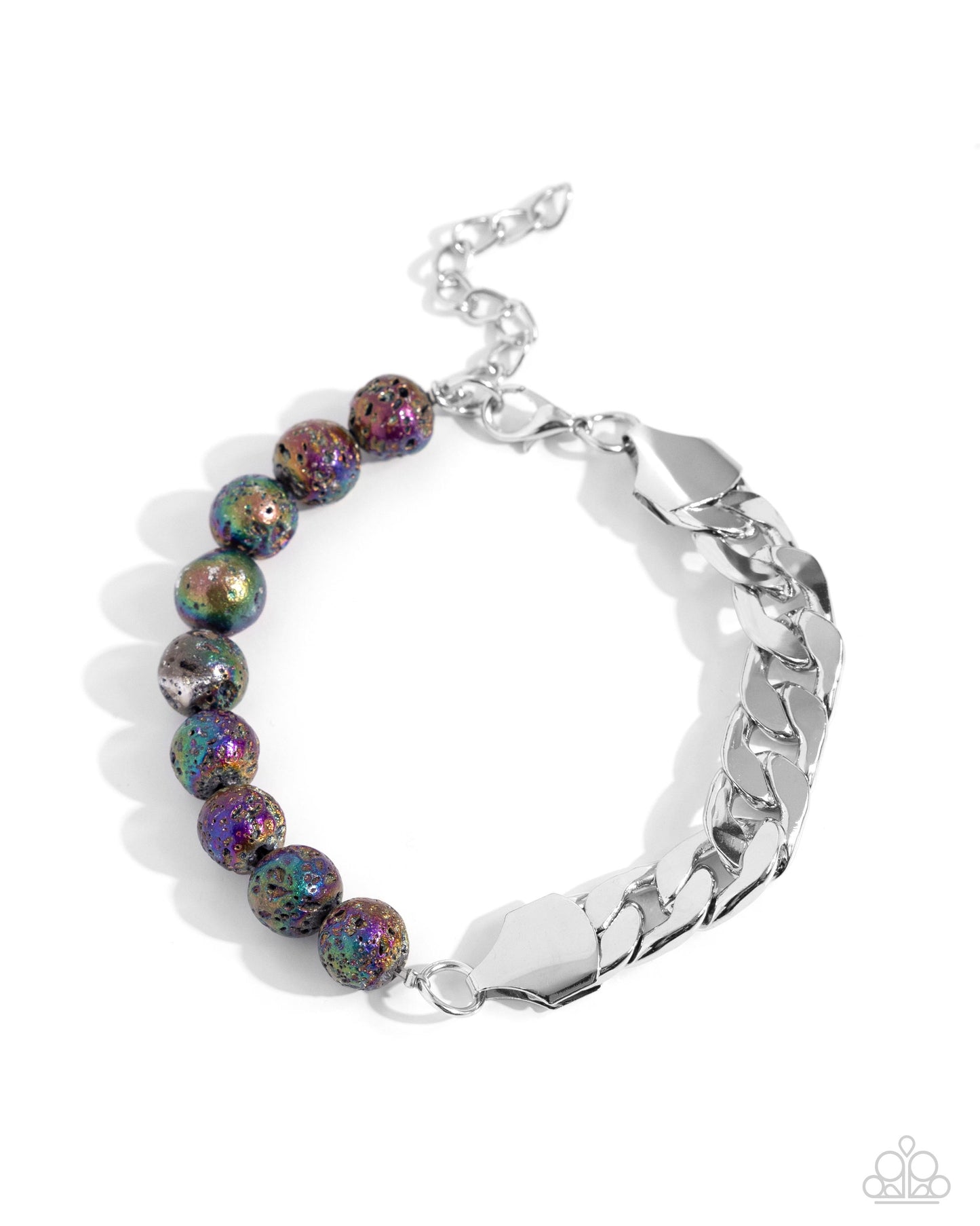 Paparazzi Accessories-Foiled Feature Multi Oil Spill Lava Rock Bracelet