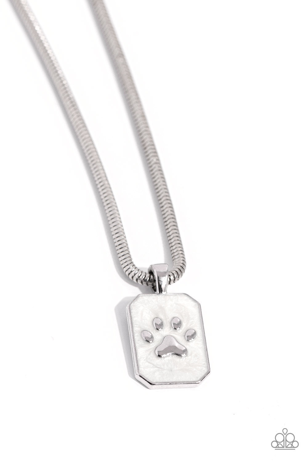 Paparazzi Accessories-PAW To The Line White Pearl Paw Pendant Set