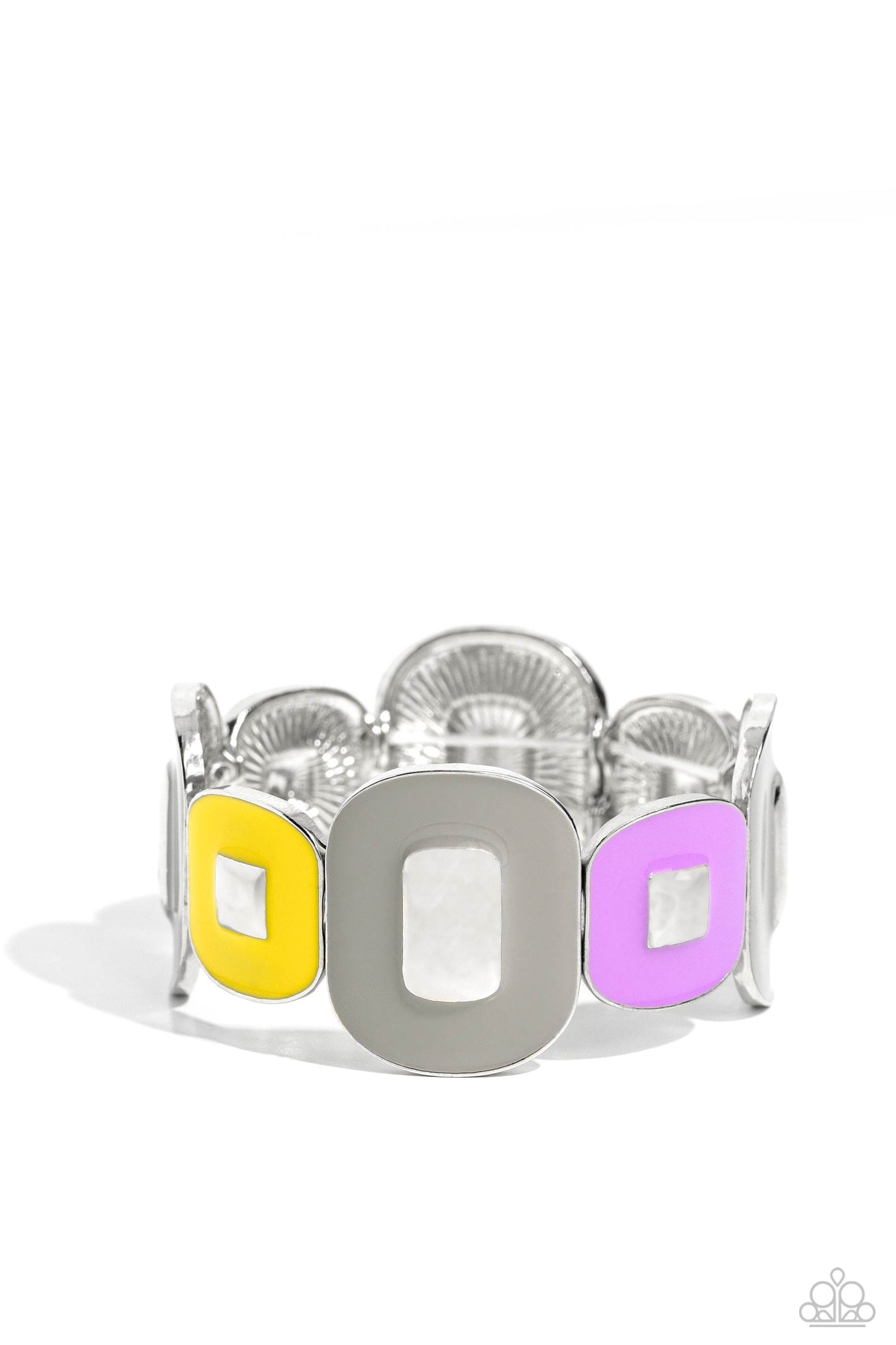 Paparazzi Accessories-Painted Pairing Silver Geometric Frame Bracelet
