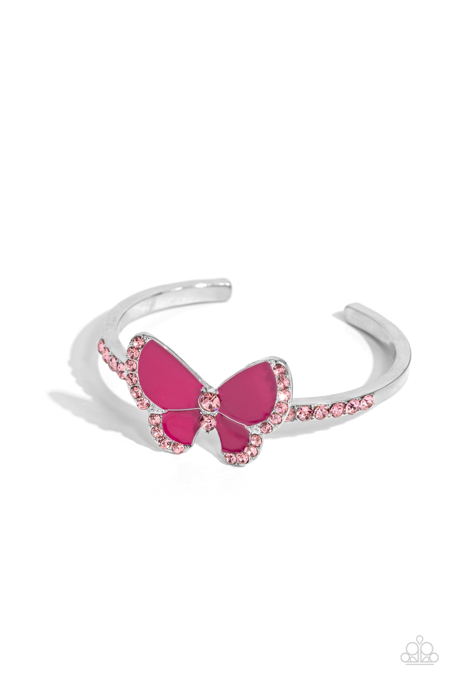 Paparazzi Accessories-Particularly Painted Pink Butterfly Cuff Bracelet