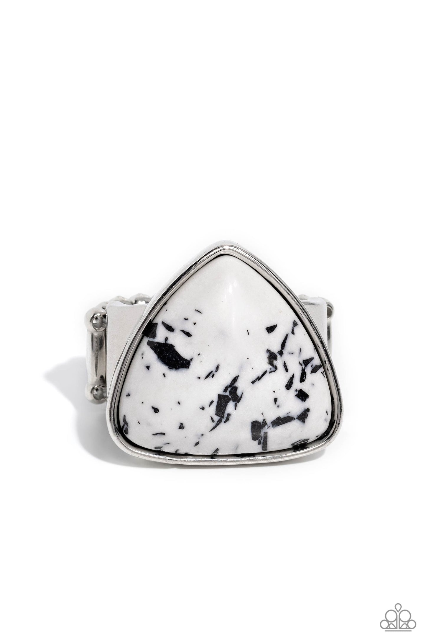 Paparazzi Accessories-Patterned Paladin White Spotted Black Ring