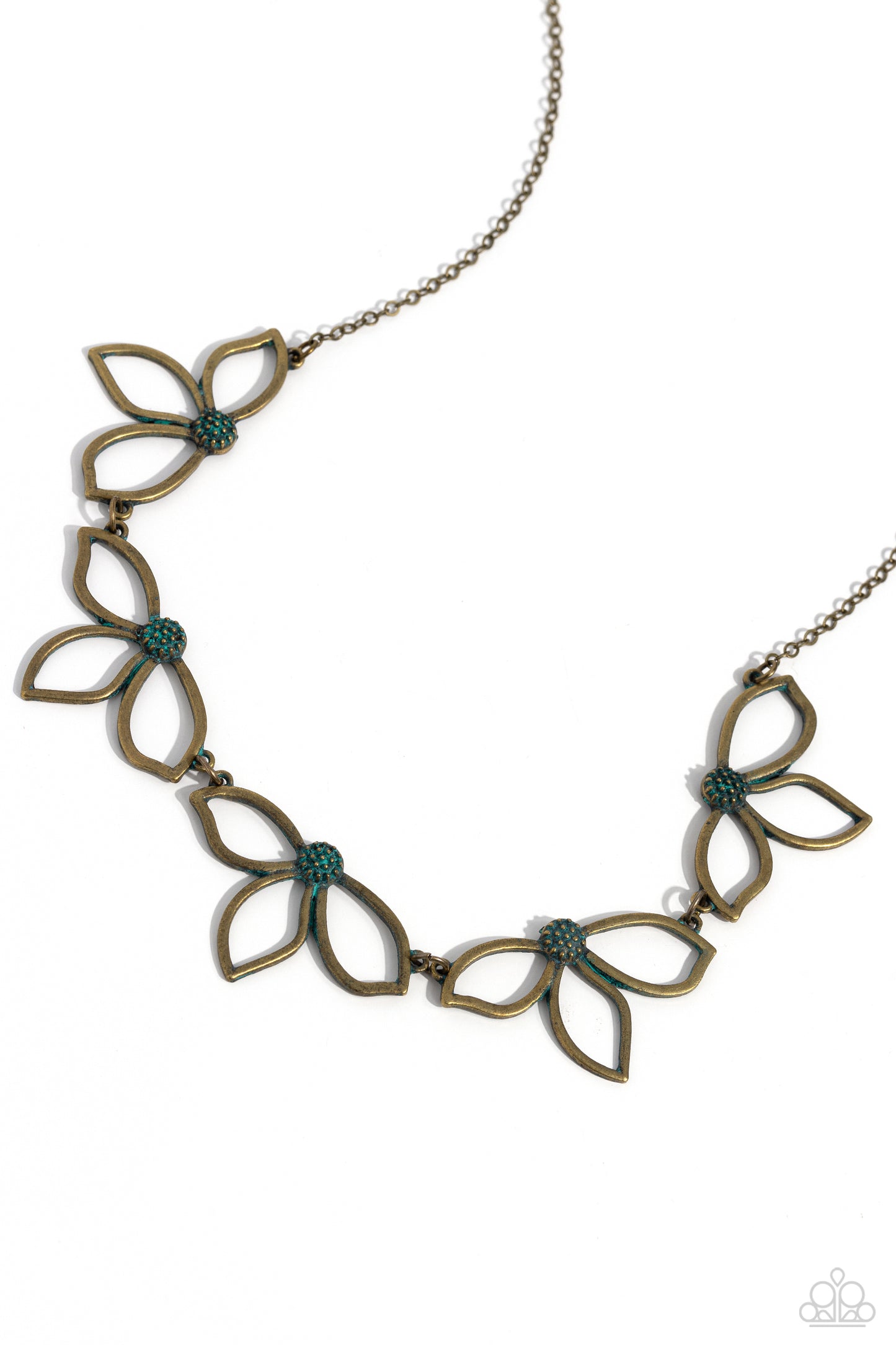 Paparazzi Accessories-Petal Pageantry Brass Dainty Petal Necklace Set