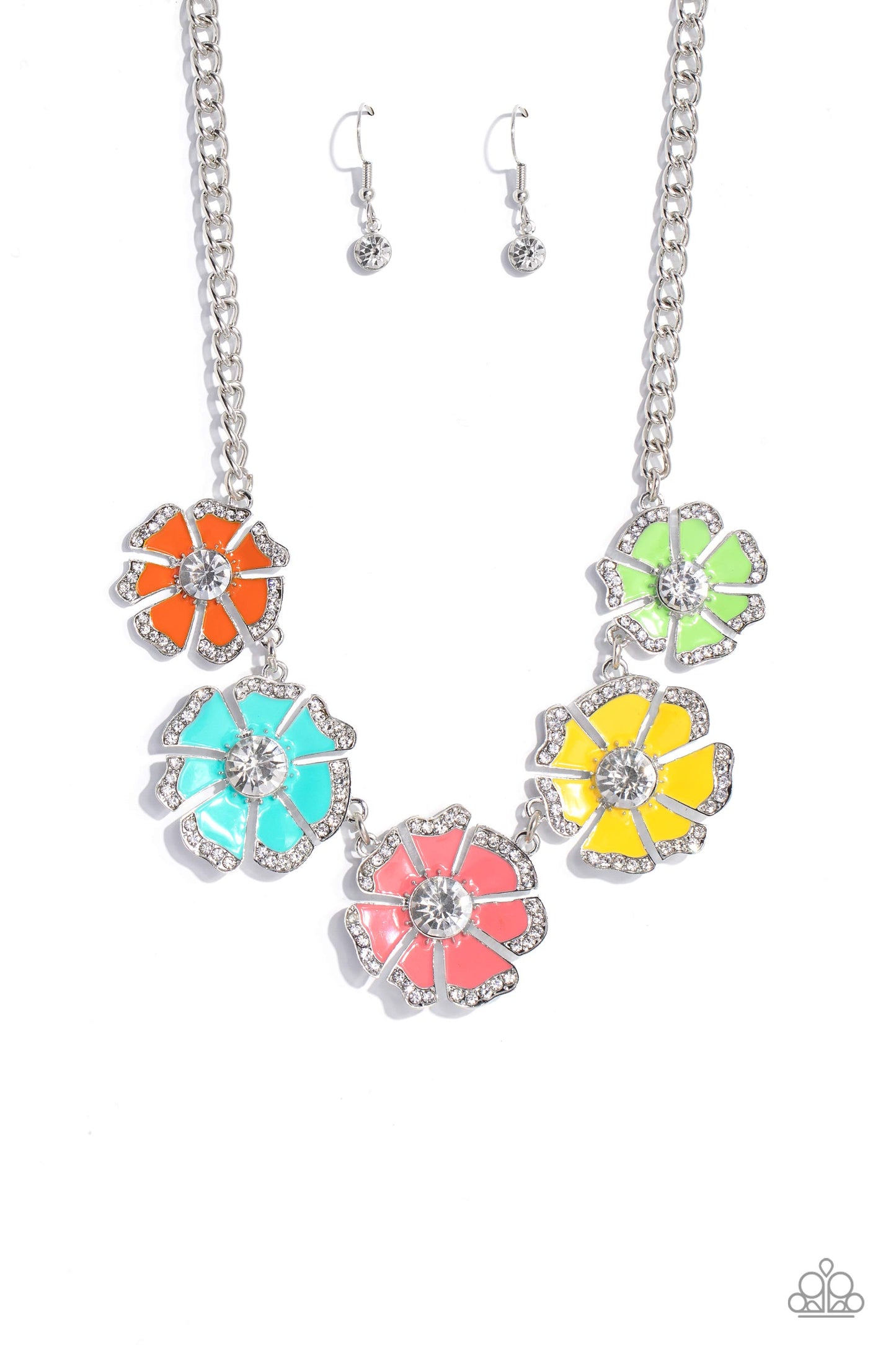 Paparazzi Accessories-Playful Posies Multi LOTP Rhinestone Necklace Set
