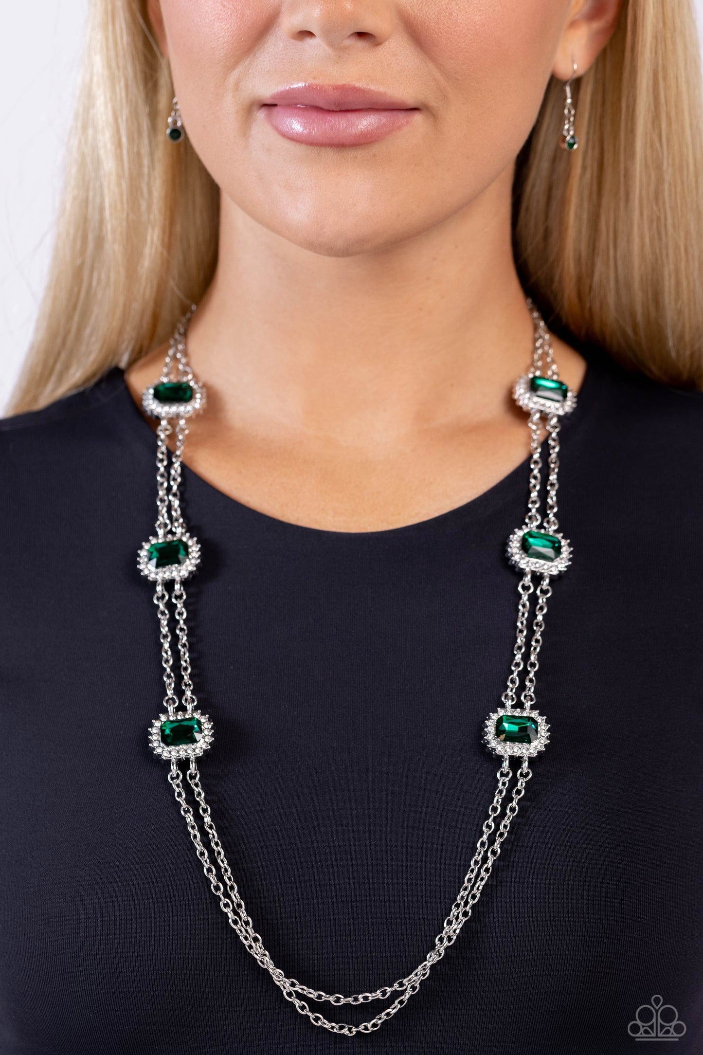 Paparazzi Accessories-Pocketful Of Sunshine Green Sunburst Necklace Set