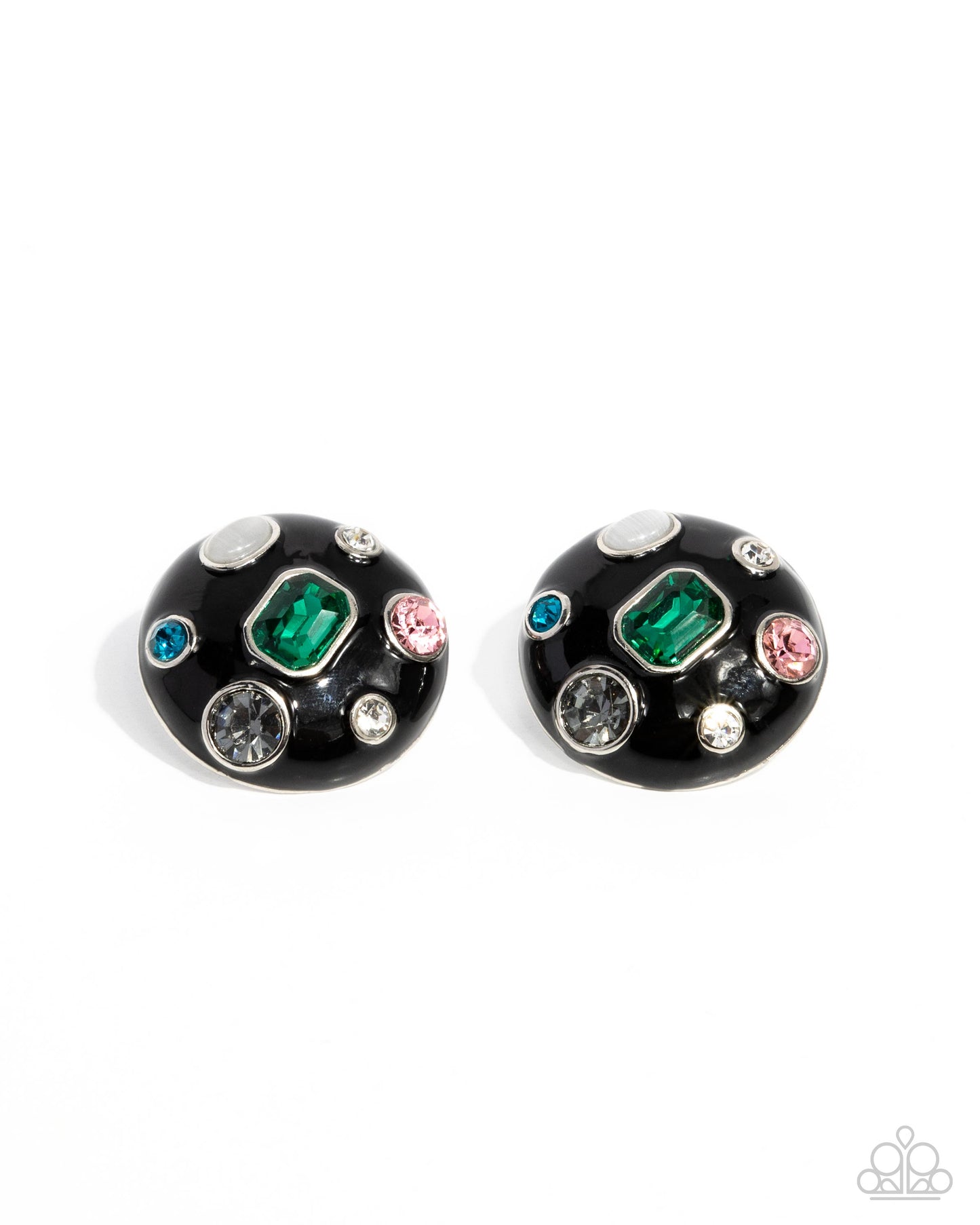 Paparazzi Accessories-Polished Potential Black Multi Round Earrings