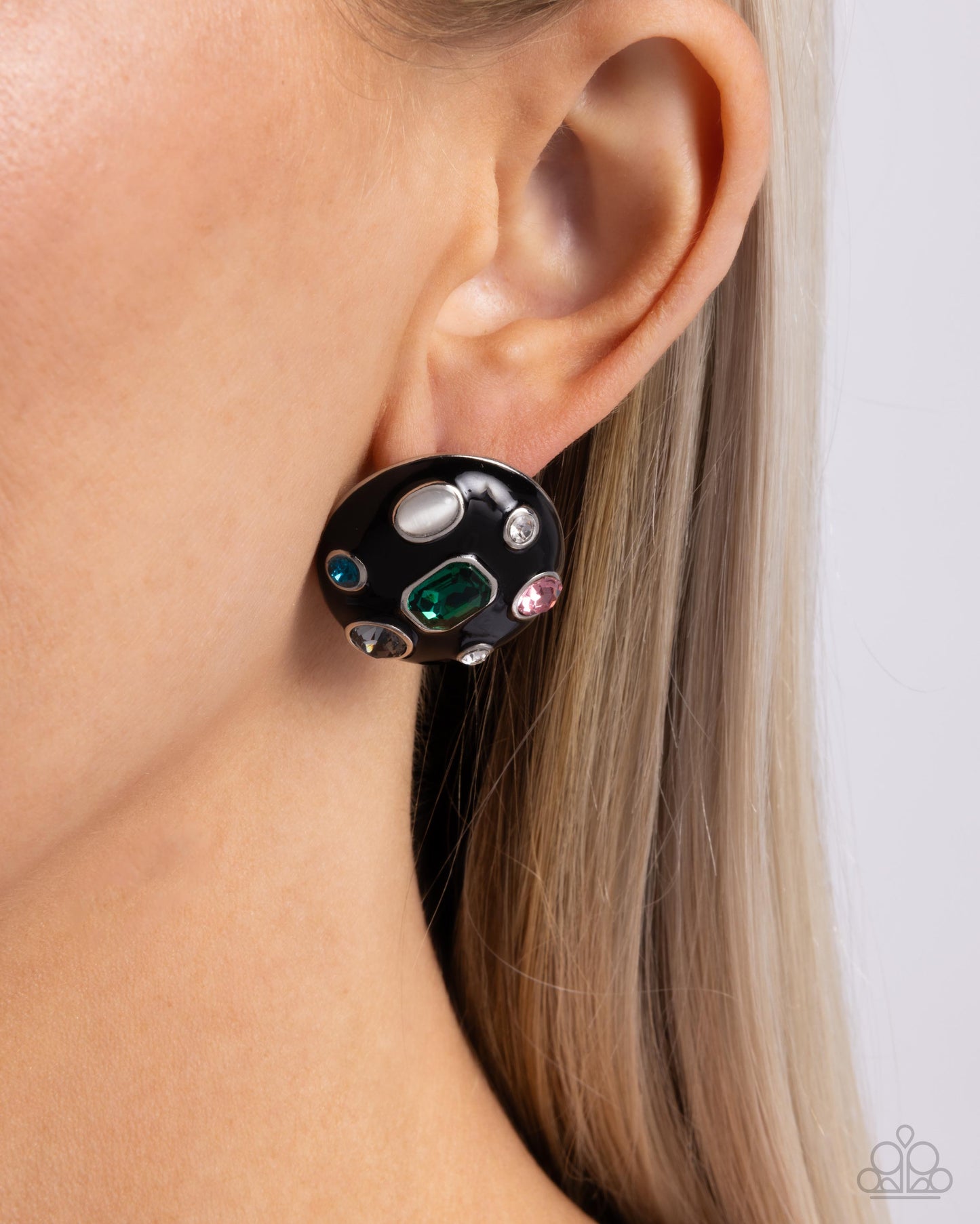 Paparazzi Accessories-Polished Potential Black Multi Round Earrings