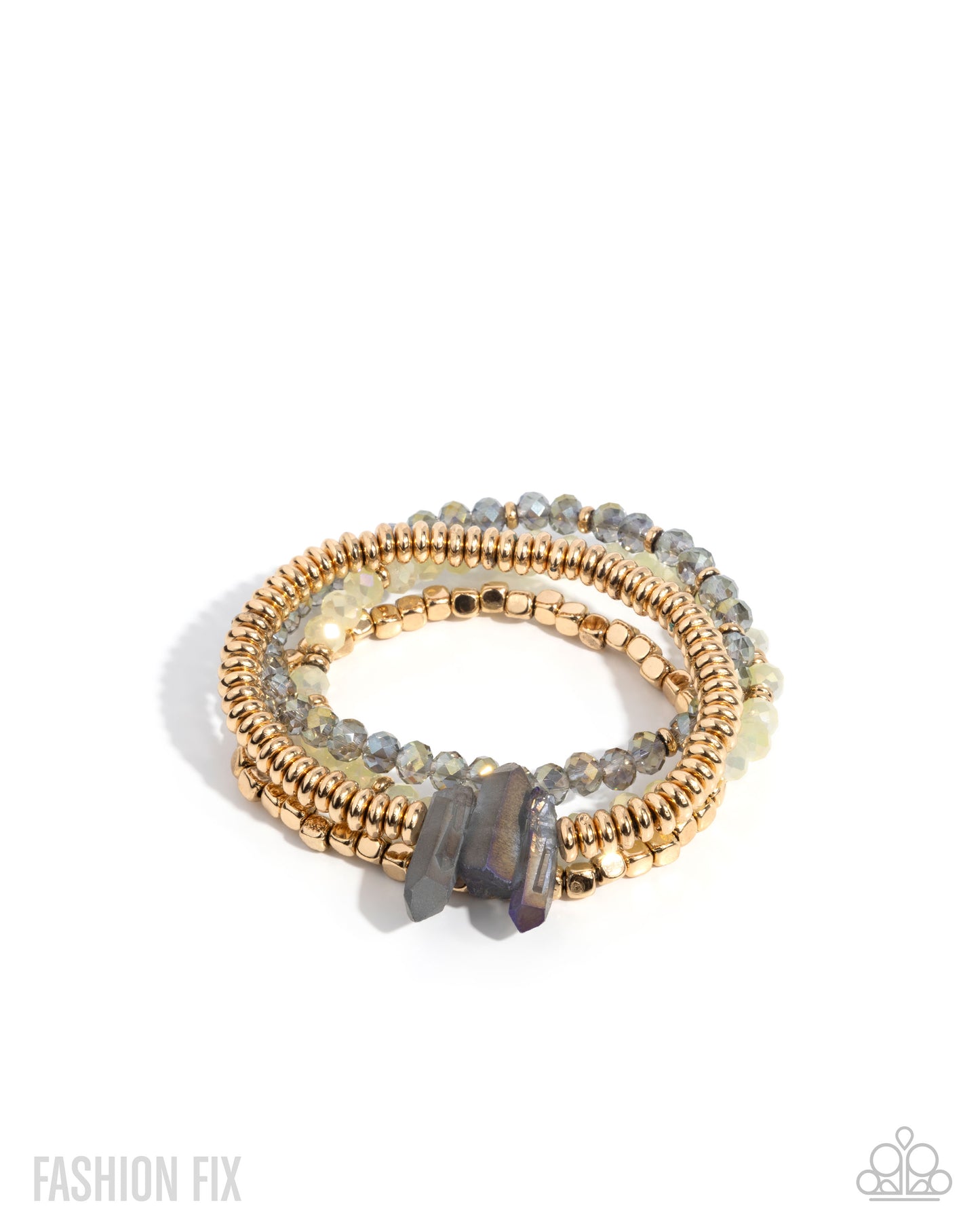 Paparazzi Accessories-Principal Panoply Gold Crystal Bead FF Bracelet