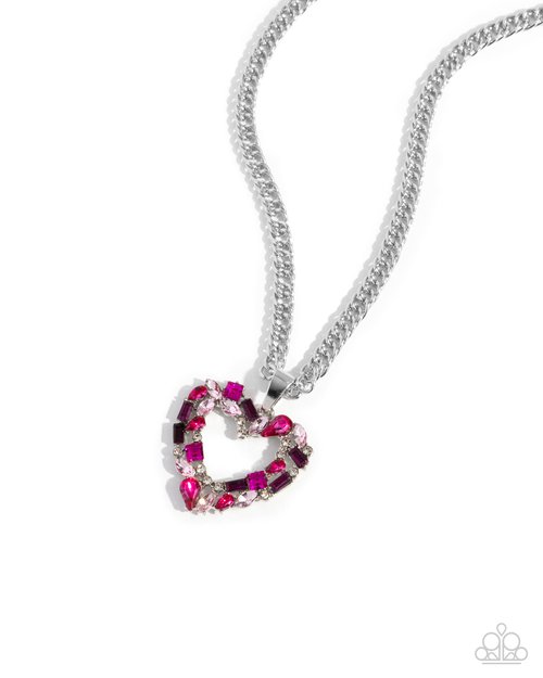 Paparazzi Accessories-Romance Is A Bonus Multi Pink Heart Necklace