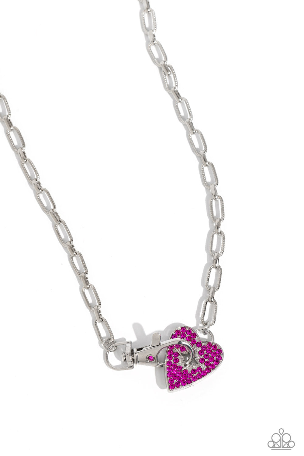 Paparazzi Accessories-Radical Romance Pink Paperclip Heart Necklace Set