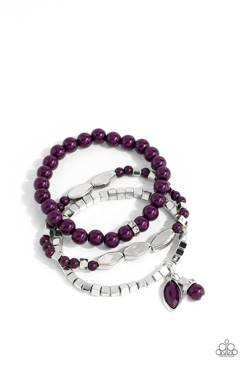 Paparazzi Accessories-Redefined Romance Purple Beaded Charm Bracelet