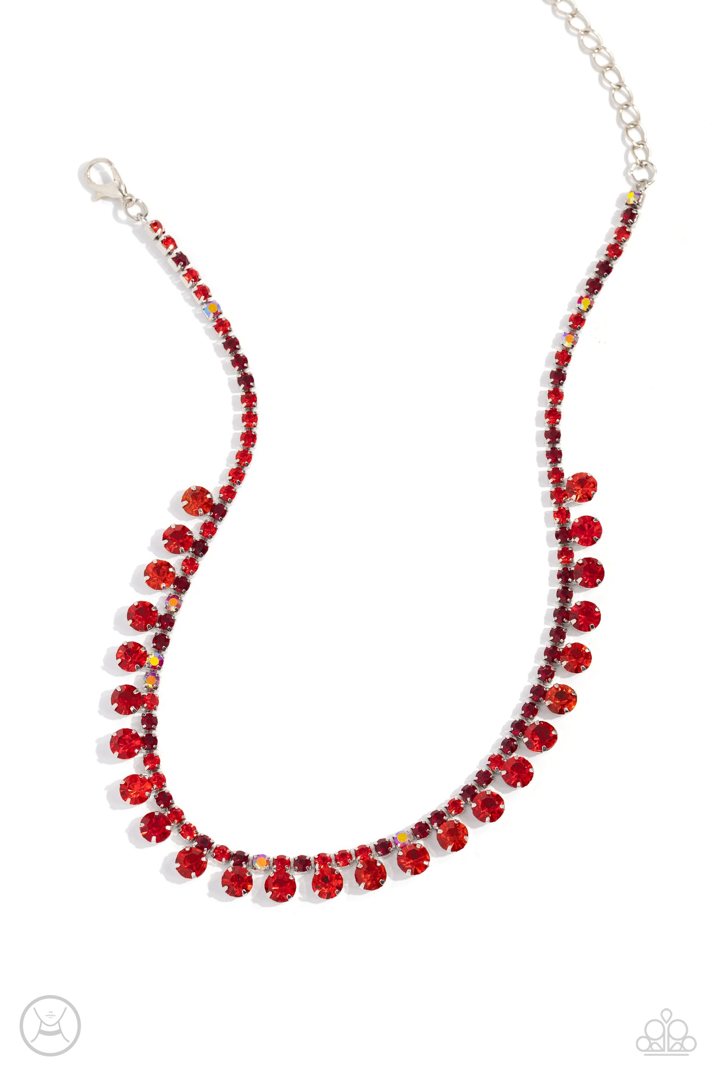 Paparazzi Accessories-Ritzy Rhinestones Red Square Gem Necklace Set