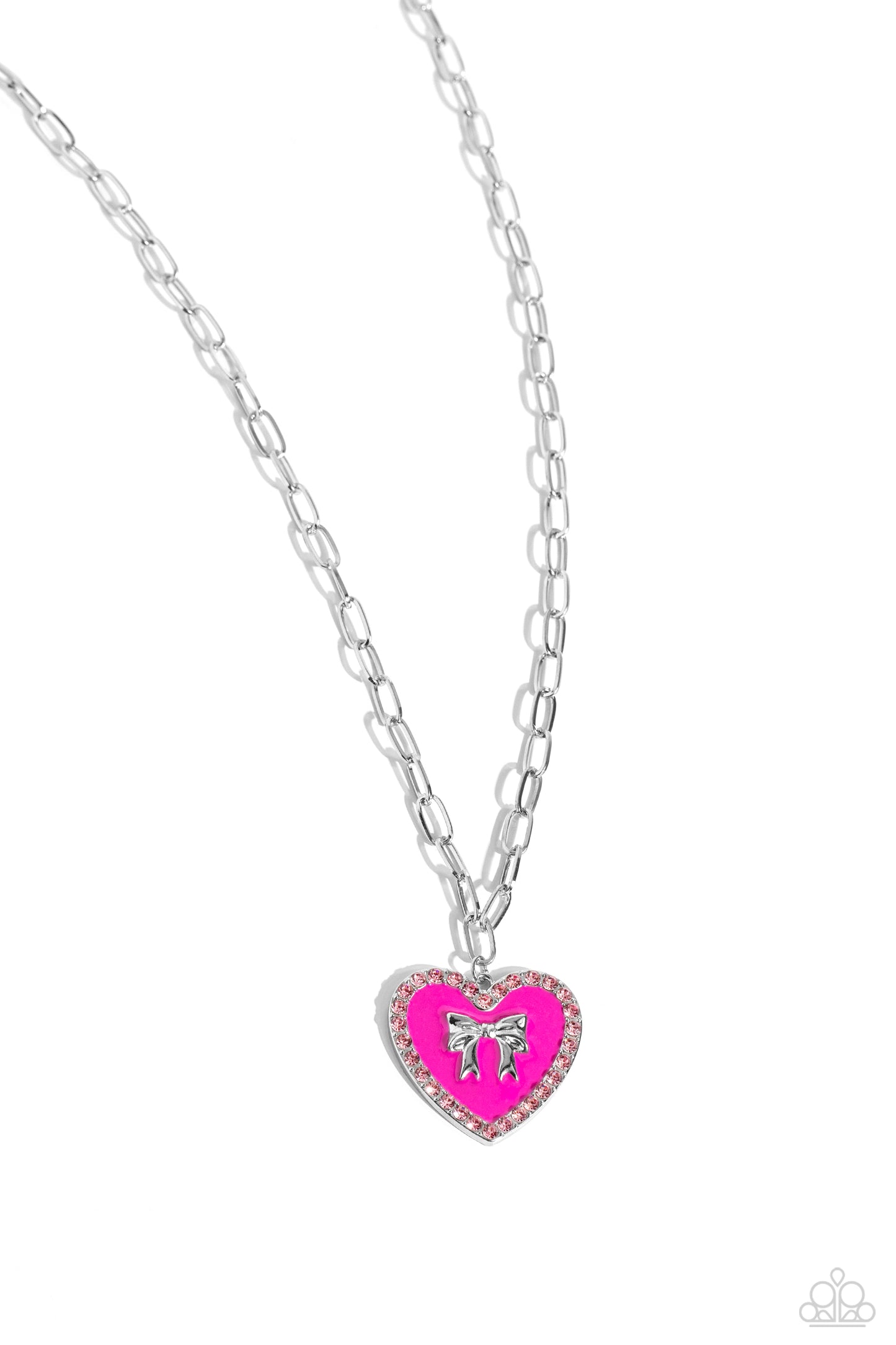 Paparazzi Accessories-Romantic Gesture Pink Fedora Heart Pendant Set