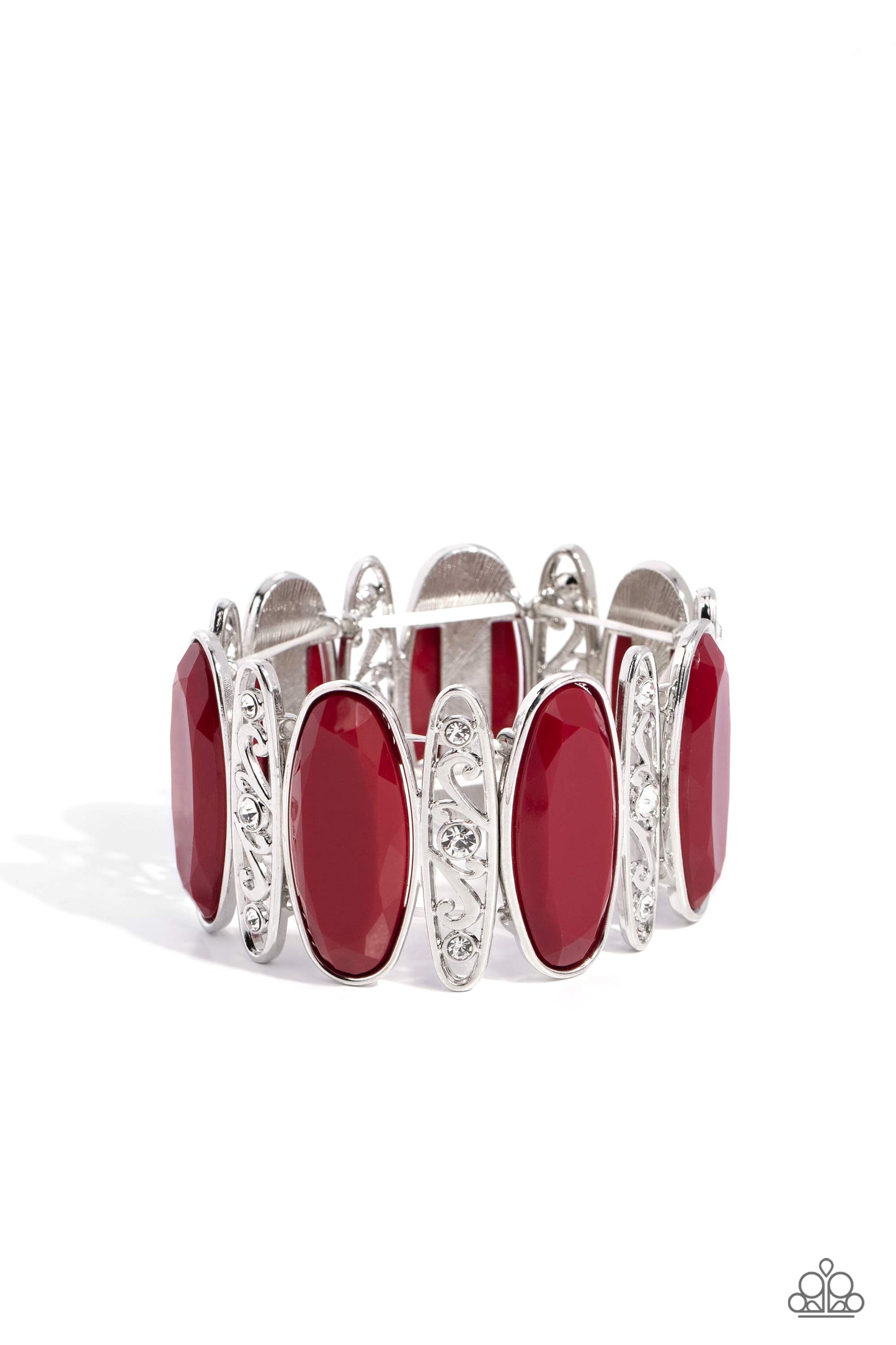 Paparazzi Accessories-Saturated Sparkle Red Filigree Oversized Bracelet