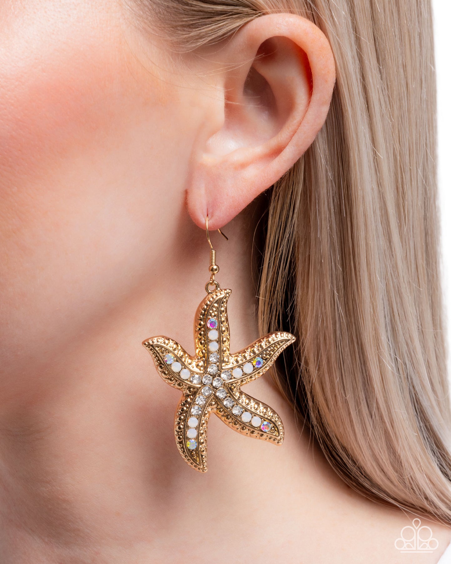 Paparazzi Accessories-Seize the Starfish Gold Iridescent Ombre' Earrings