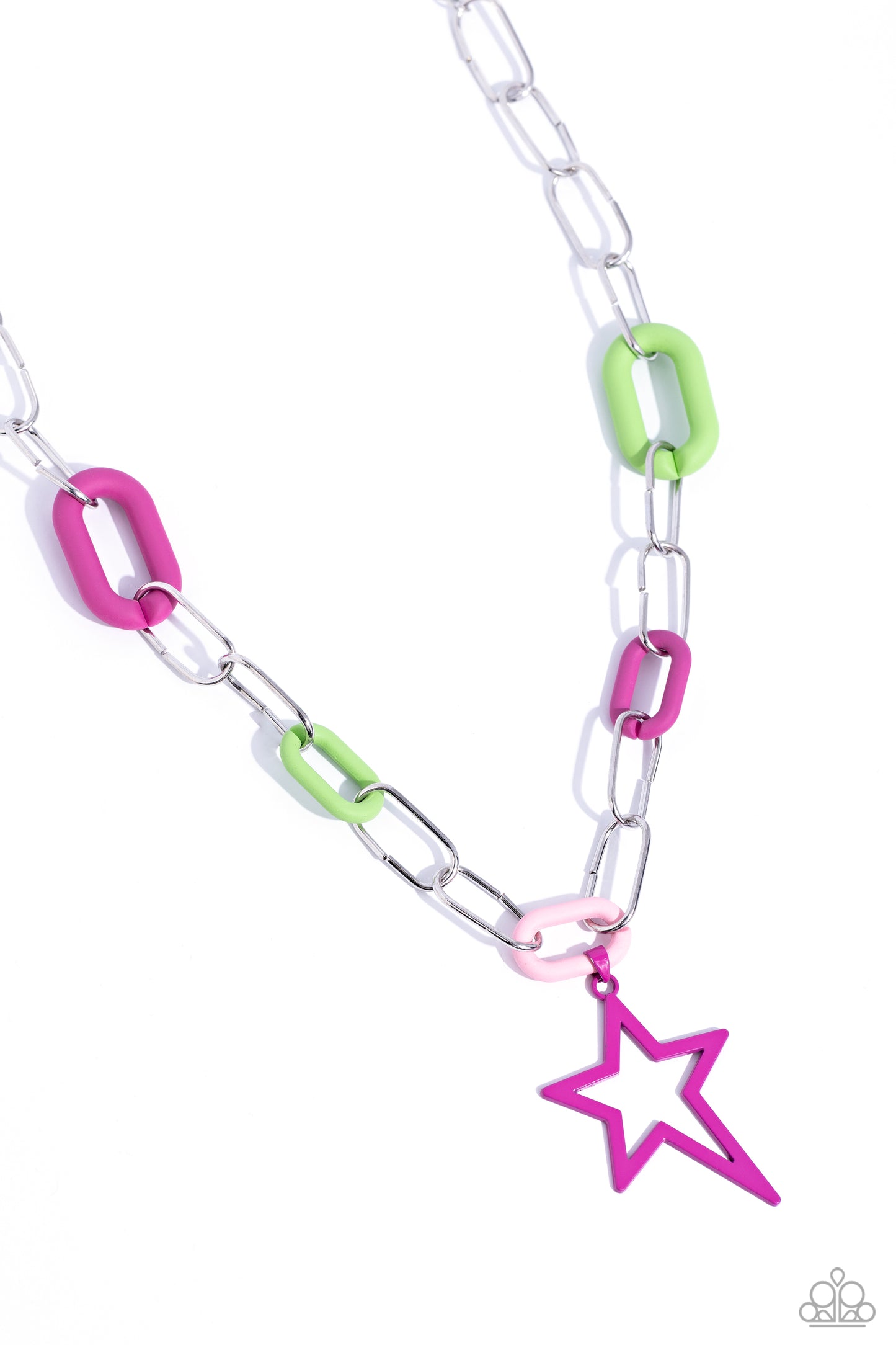 Paparazzi Accessories-Stargazing Show Pink Star Paperclip Necklace Set